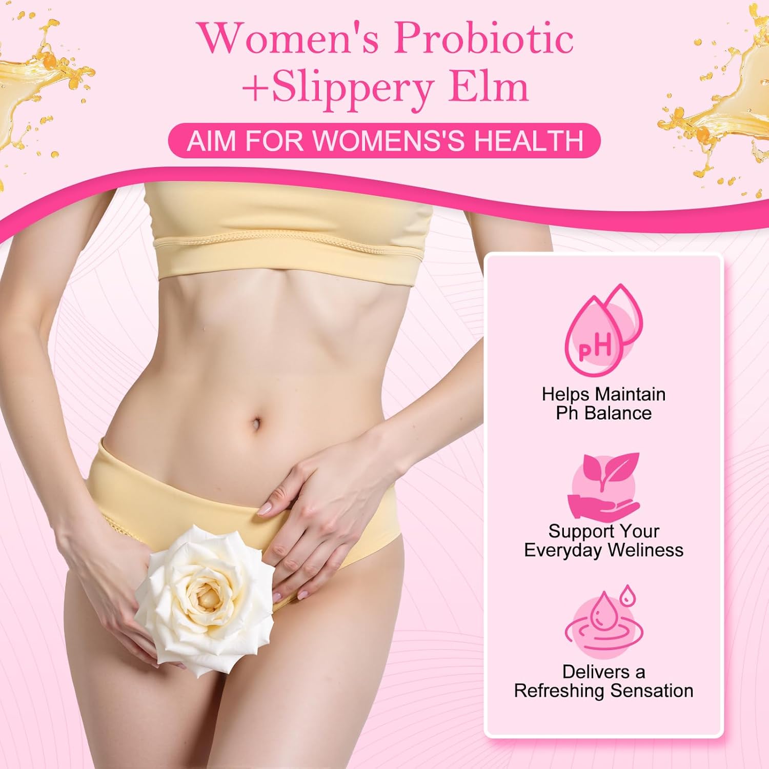 Her Juicy Feminine Probiotics Gummies, Women's Probiotic with Slippery Elm, Pineapple Gummies Support Women PH Balance and Vaginal Wellness, Gut Health & Immune System, 60 Gummies - Image 5