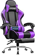 GTPLAYER Office Chair, Gaming Chair, Massage Gaming Chair, Ergonomic Gamer Chair with Footrest, Padded Gaming Chair, Swivel Chair, 150 kg, Purple