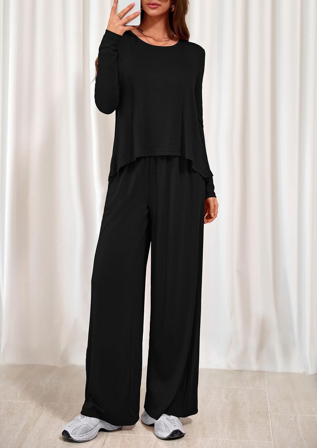 PRETTYGARDEN Women's 2 Piece Lounge Fall Sets Casual Long Sleeve Pajamas Comfy Pants Matching Spring Travel Outfits Clothes - Image 2