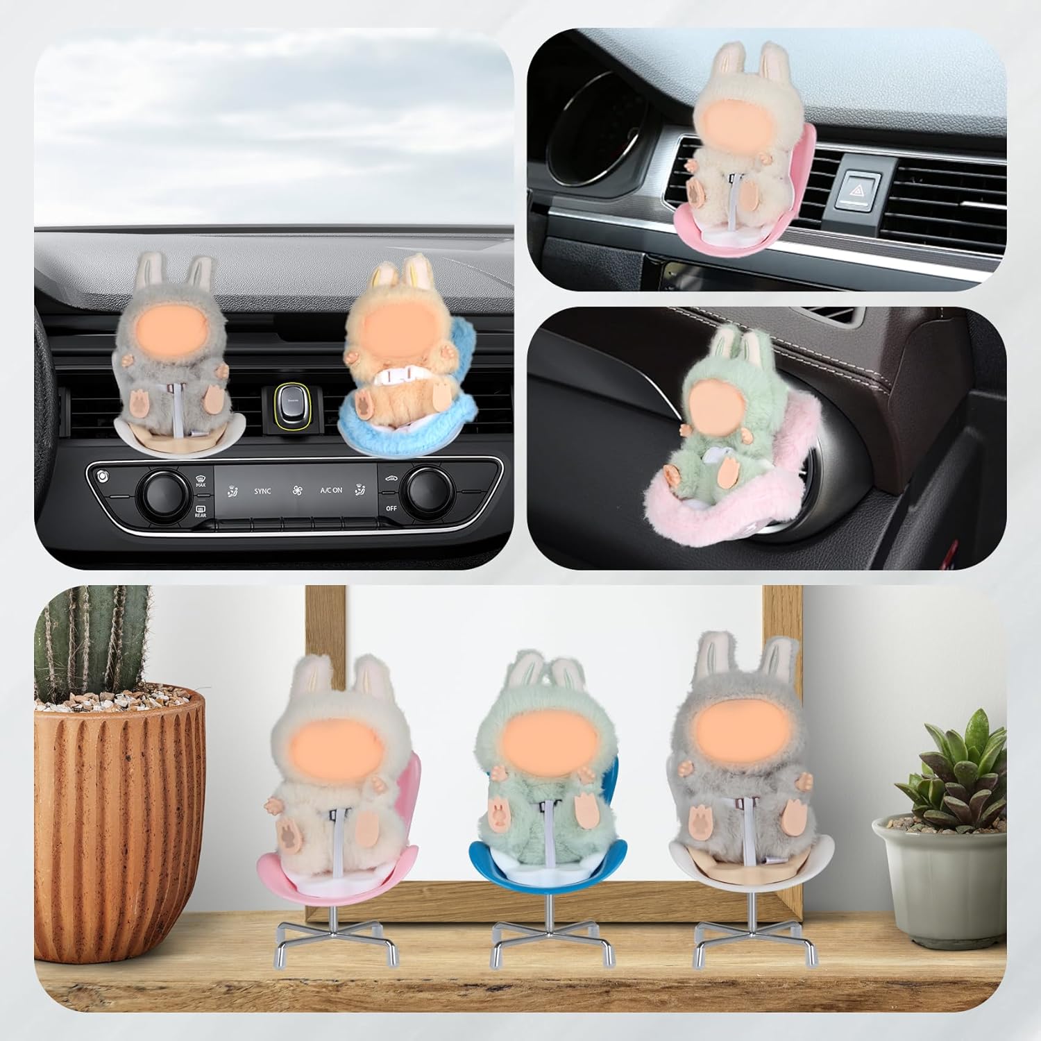 Car Seat for Doll, Toy Dollhouse Furniture & Accessories (7-22 inch), Dolls Air Vent Car Seat with Desktop Stand, Car Accessories for Women,Trends Blind Gift Box for Collectorsl (Blue)