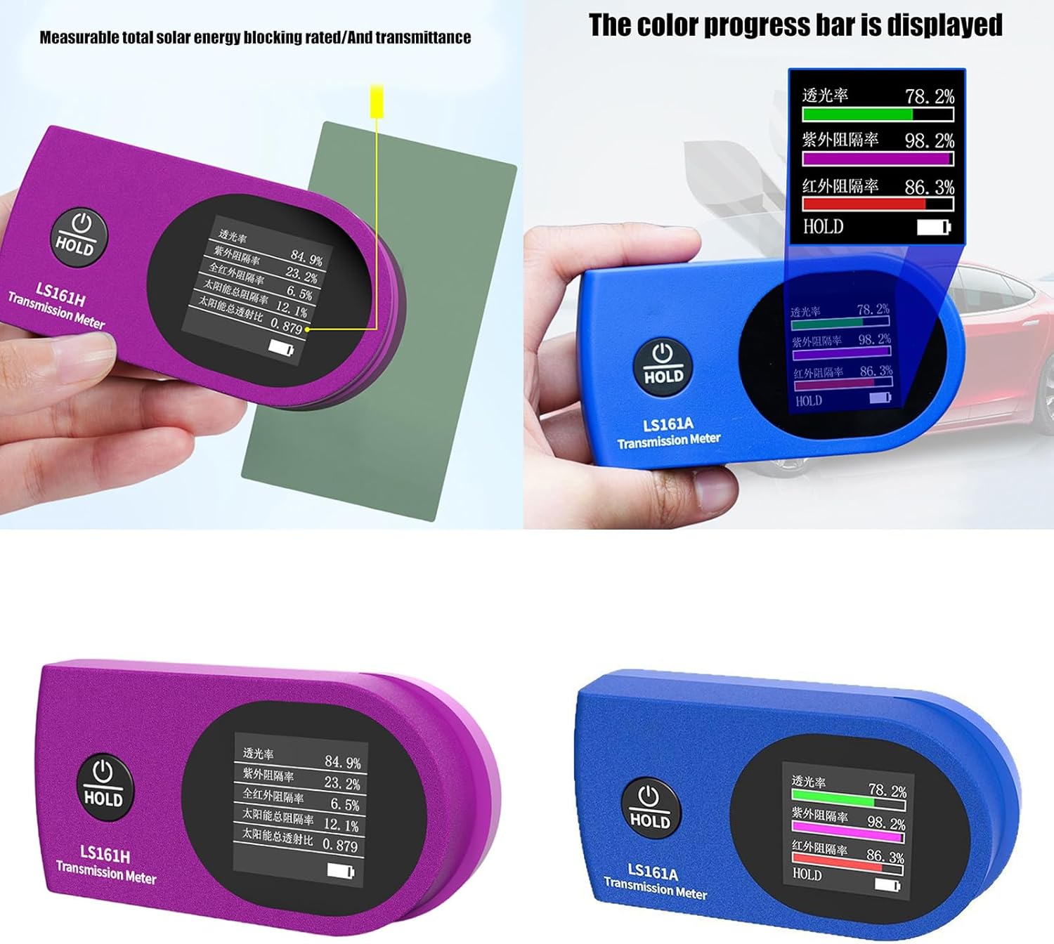 Double Mode Tint Meter with 940nm 1400nm Wavelengths Detection Tint Meter for Automotive Glass Film Evaluations Infrare Transmission Tester