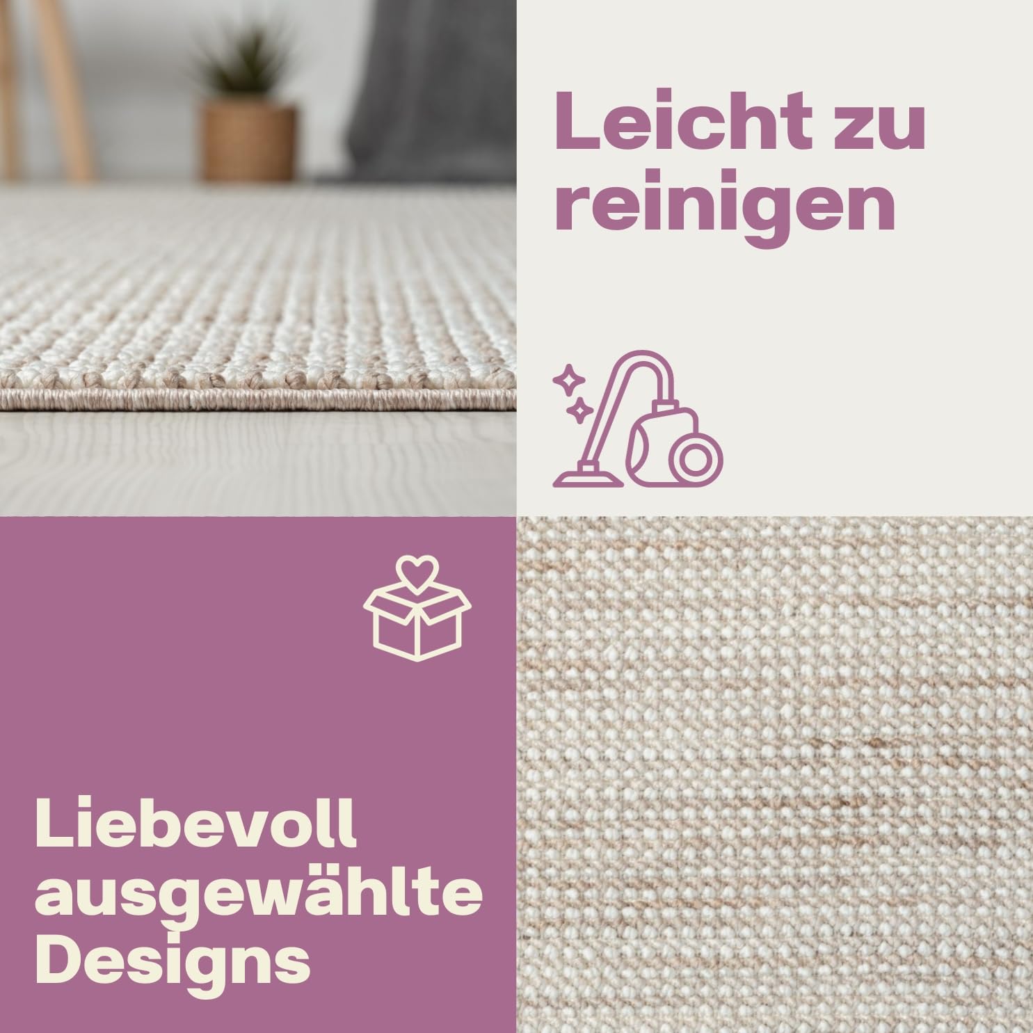 MY-RUG Teppich Wohnzimmer 200x290 cm - Sisal-Look Beige Boho Schlafzimmer