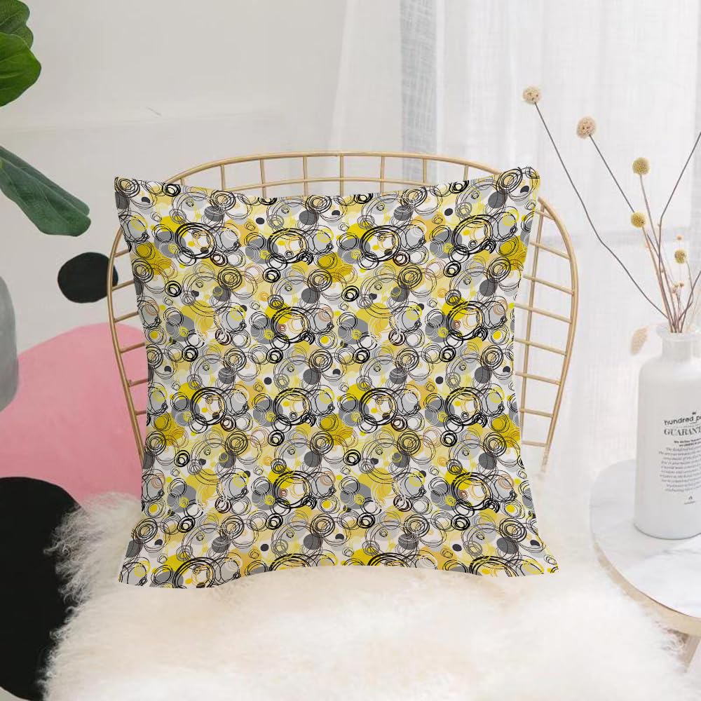 HYMSXW Cushion Cover,Throw Pillow Case Home Decorative for Living Room Bedroom Sofa Chair 20X20 Inch,Grey and Yellow, Geometric Modern Retro Circles Image11,Pillowcase 50X50cm