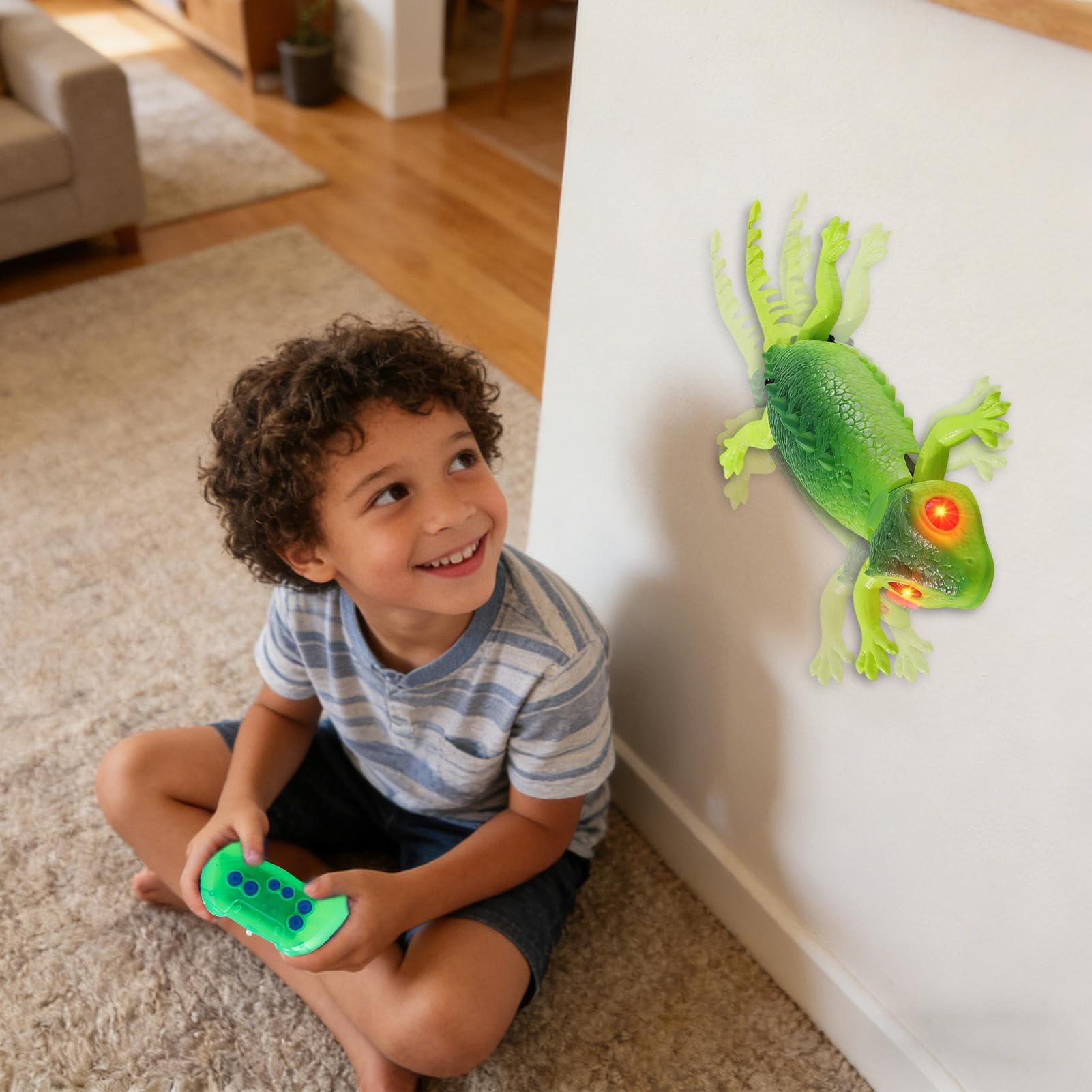 Gecko Télécommandé Grimpeur Rechargeable – Yeux LED, 360°, Pour Murs Et Sols – Cadeau Enfant 4-8 Ans