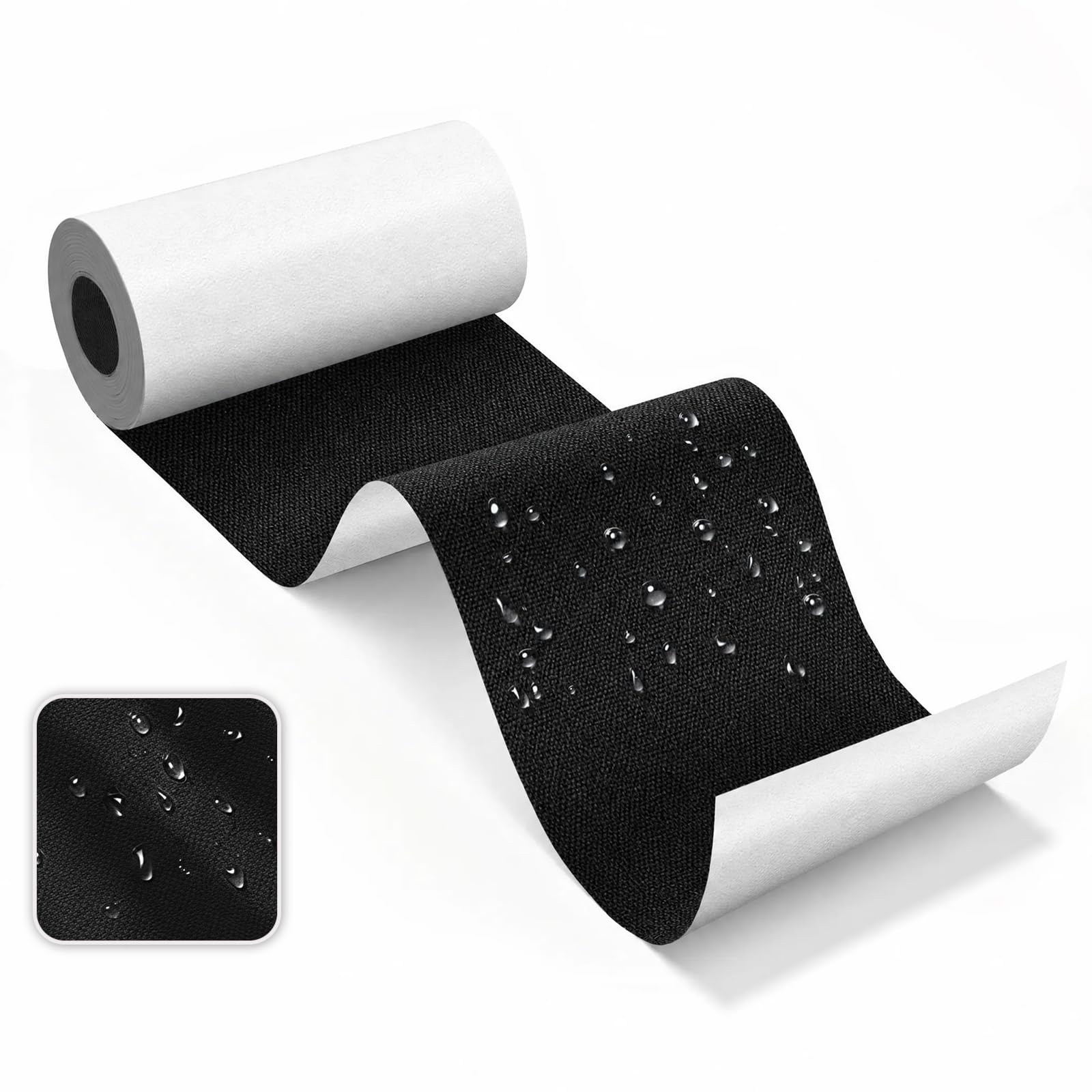 Skystuff Self-Adhesive Canvas Repair Tape, Heavy Duty Waterproof Fabric Repair Patches for Sofa, Chair, Awning, Tent, Clothes, Camping Outdoor Gear, Instant Strong Fix, 7.6x200cm, Black โ image 1