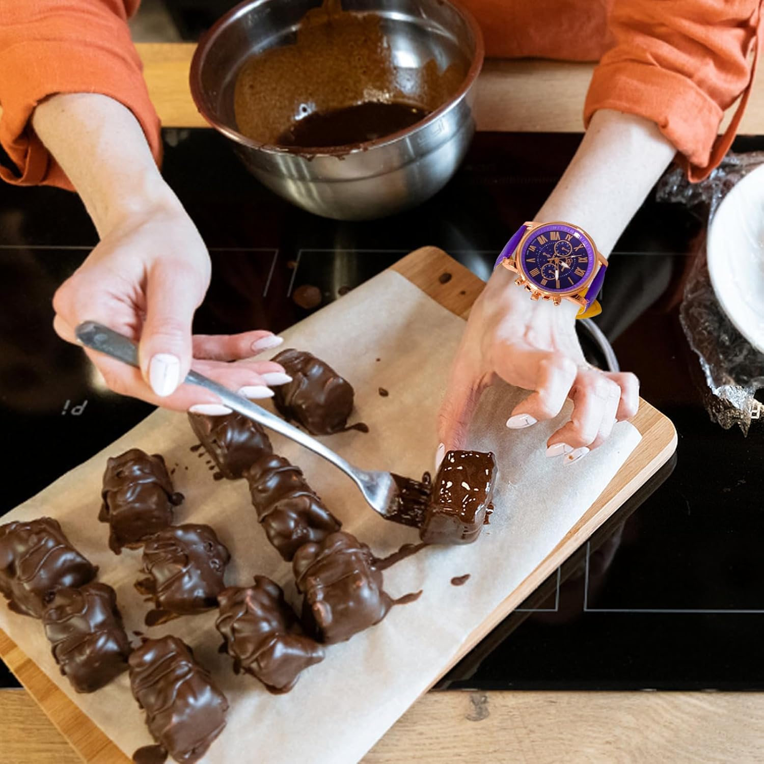 28 Pcs Assorted Platinum Watch Sets for Men and Women with Roman Numerals PU Leather Bands, Unisex Quartz Watches,Women's Wrist Watches - Image 7