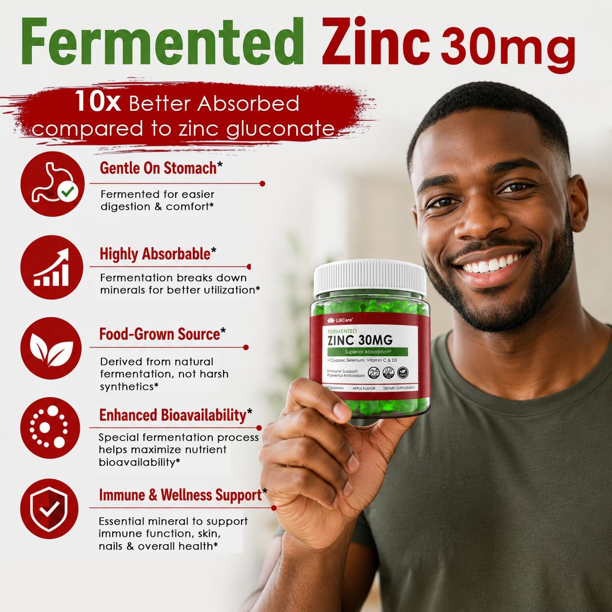 Zinc Gummies + Copper & Selenium, C & D3, Zinc Supplements for Women & Men — Amazon image 3