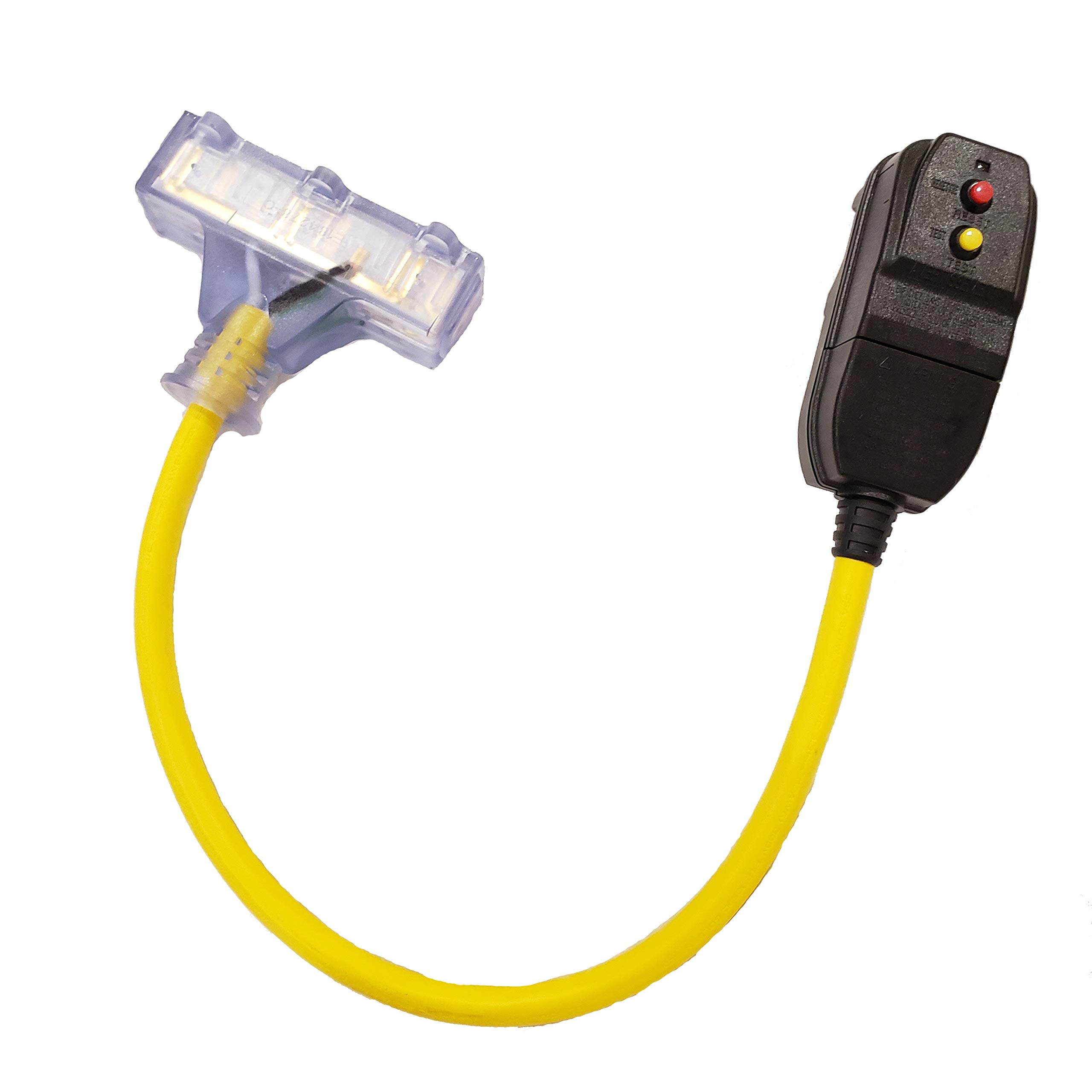 ShockGuardGFCI Extension Cord | 2-Foot 12/3 Gauge SJTW Lighted GFCI Extension Cord 3-Outlet?
