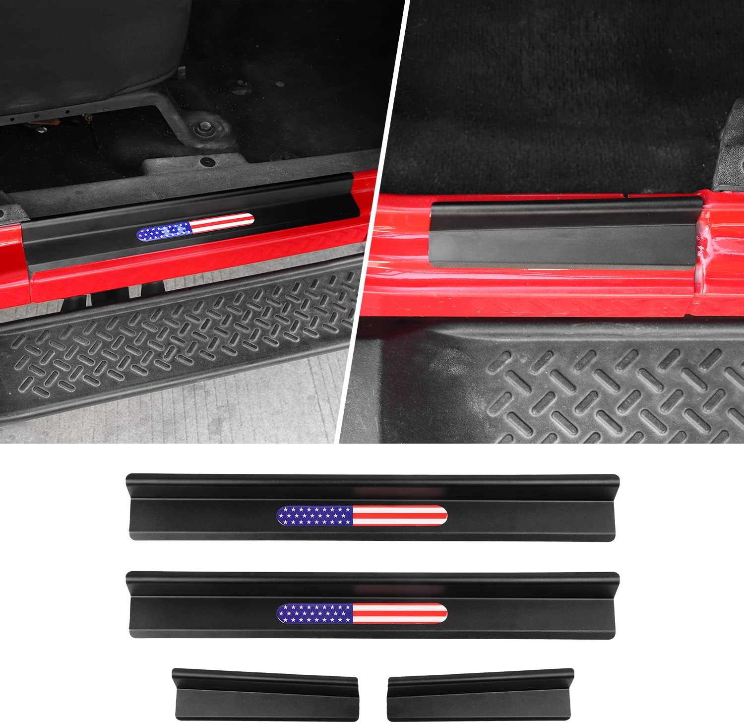 CheroCar for JK Door Sill Guards Entry Scuff Plate Cover