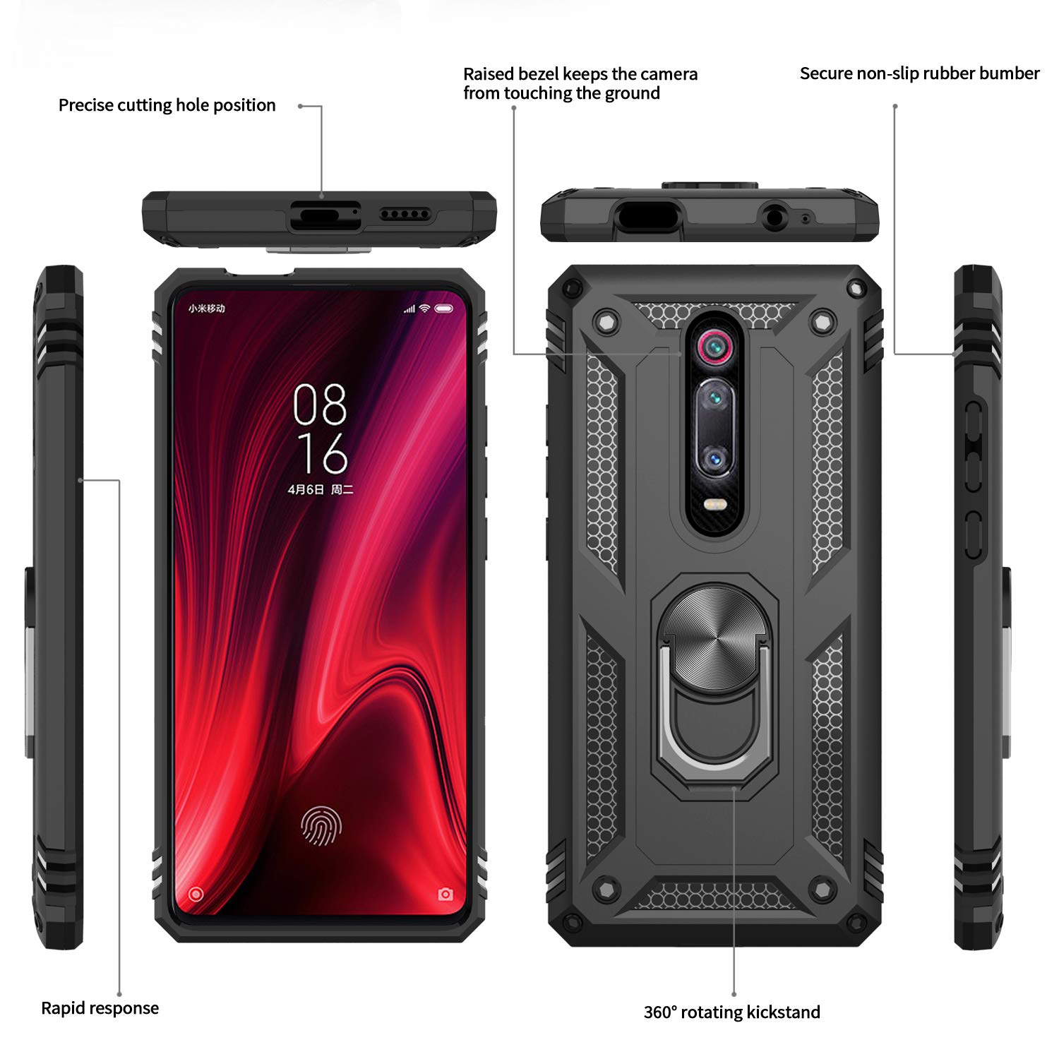 LXHGrwoH Cover per Xiaomi Mi 9T, Custodia 360° Full Body
