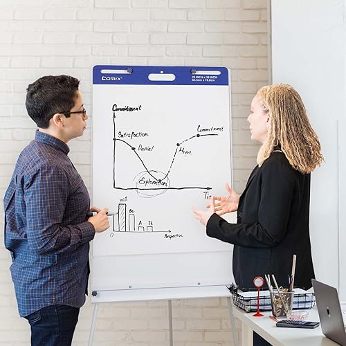 Miniatura 7 de Comix Almohadilla de caballete pegajoso, papel de 25 x 30 pulgadas para profesores, papel de caballete autoadhesivo grande, 30 hojasbloc, 4 blocs