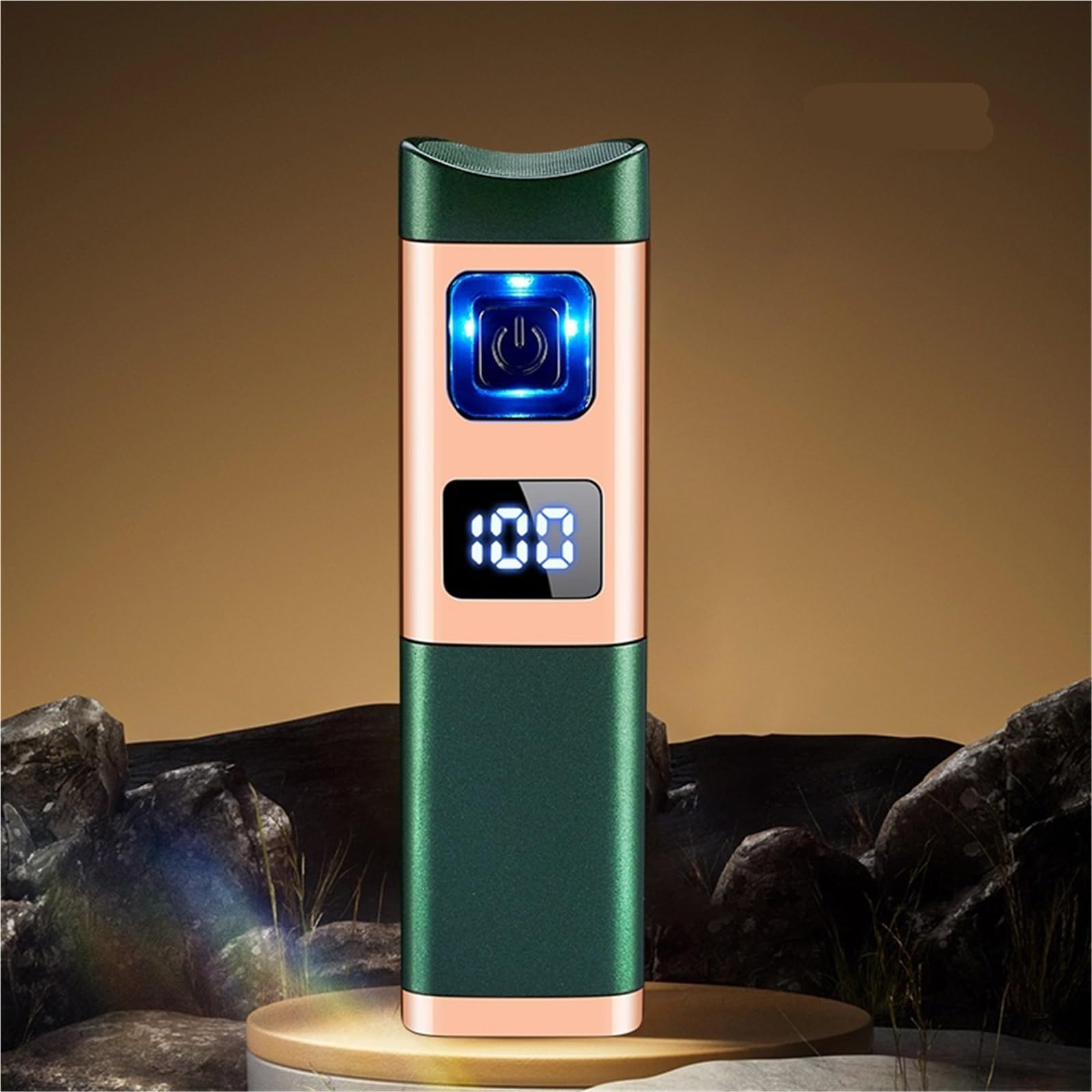 Encendedor de puros con triple llama ajustable y pantalla LED para control de carga