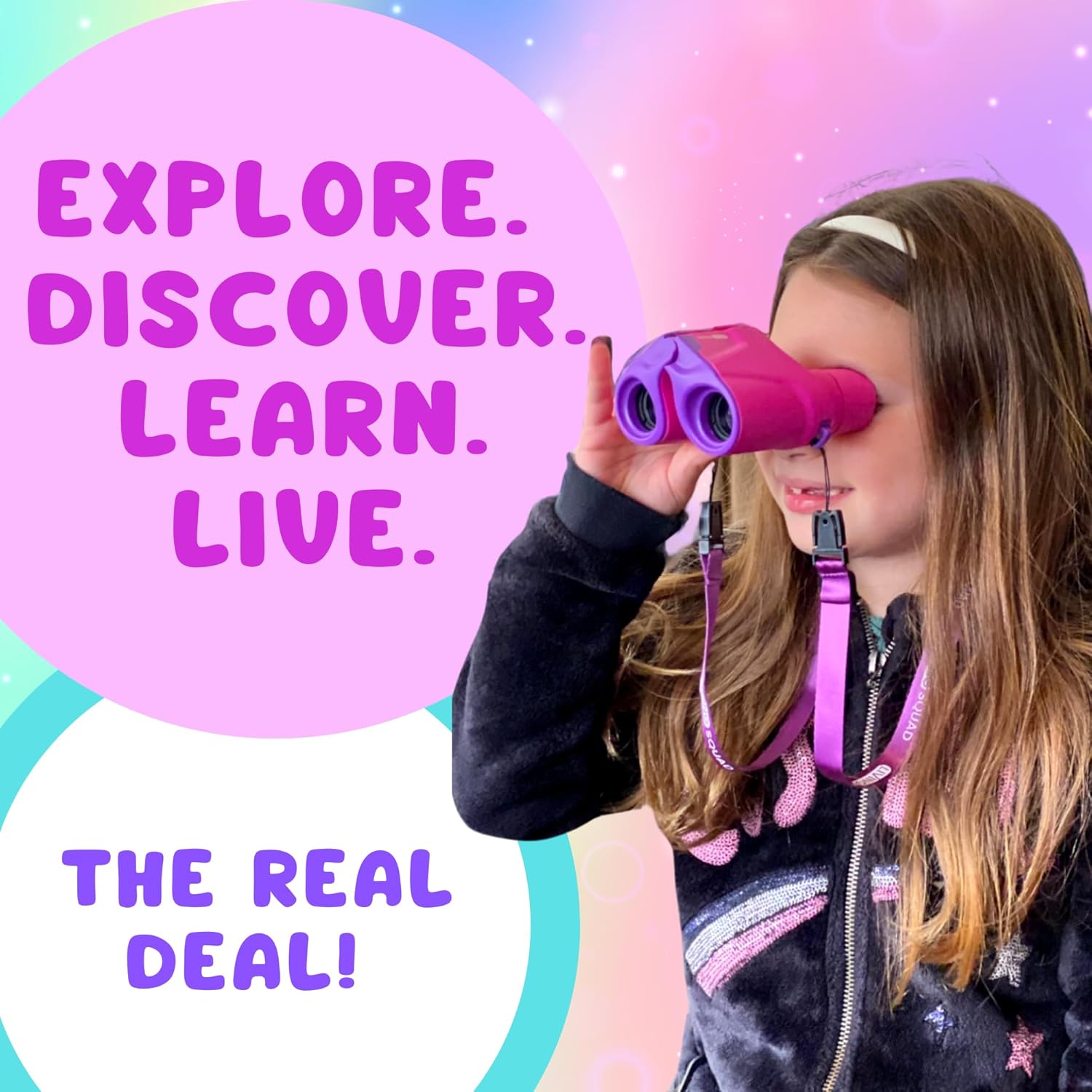 Kids Binoculars 8x21 Focus-Free Pink – Shockproof Outdoor Adventure Gear for Girls & Boys Ages 3-12 – No-Adjustment Point & Look Design, Real 8X Magnification STEM Toy for Bird Watching, Hiking - Image 3