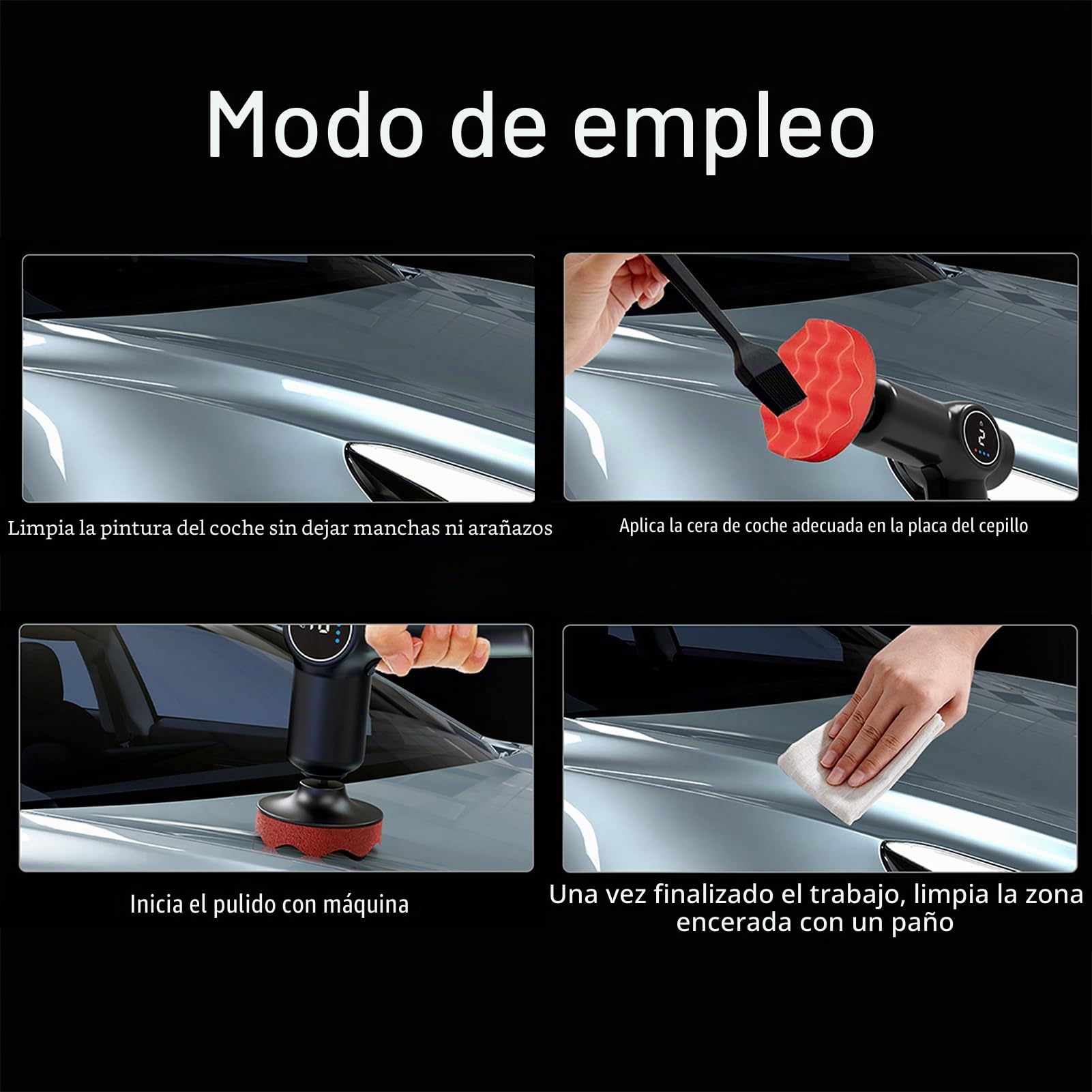 Pulidora de Coche Inalámbrica con Pantalla LCD, Kit de Pulidora Buffer para Coche 2 Marchas de Velocidades Ajustables con Batería 2x2000mAh y 8 PCS Accesorios, Máquina Pulidora Eléctrica para