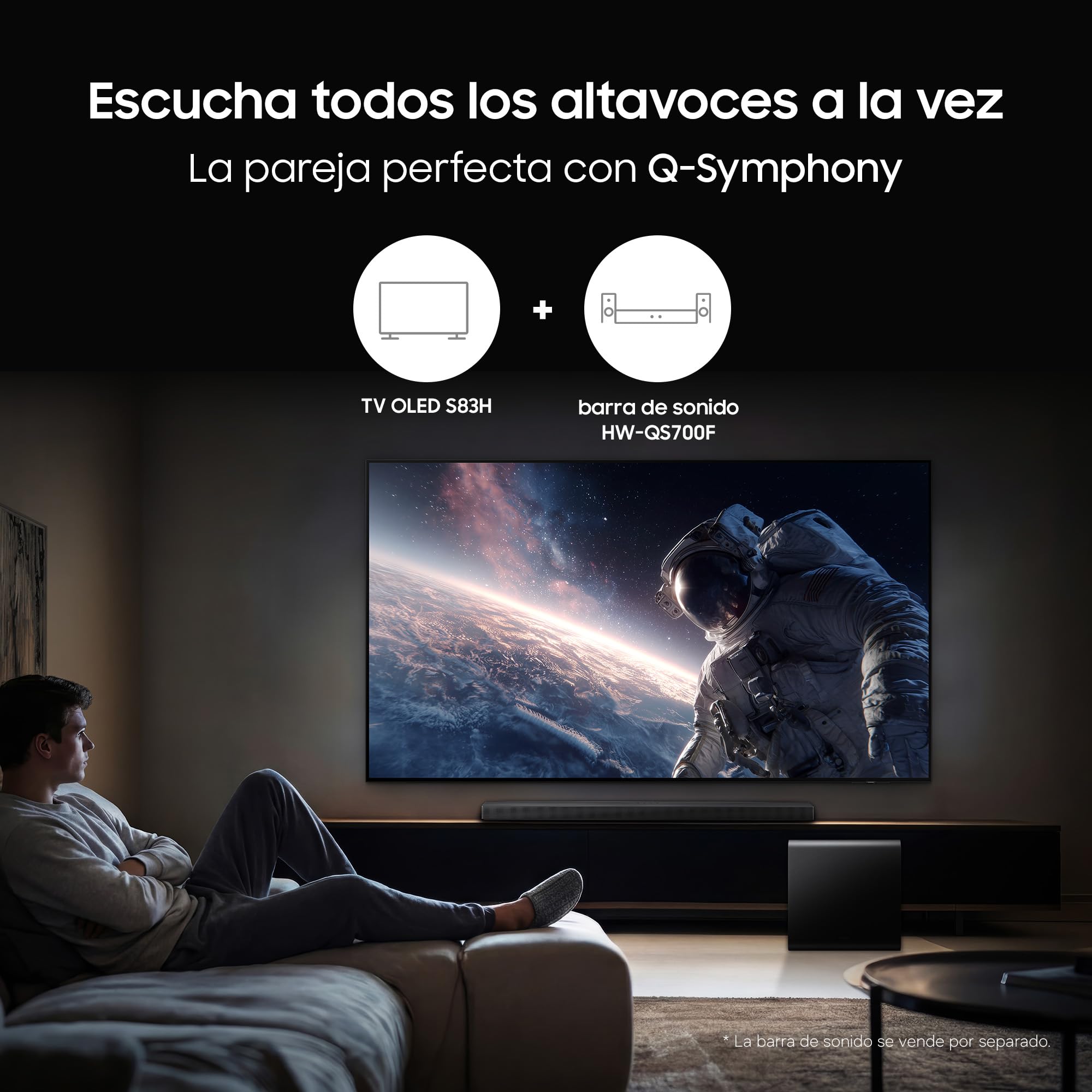 Samsung TV 65 Pulgadas OLED S83H 4K Smart TV con Vision AI Companion, Ultimate Gaming Pack, OLED HDR y Colores certificados, Gaming y Cine
