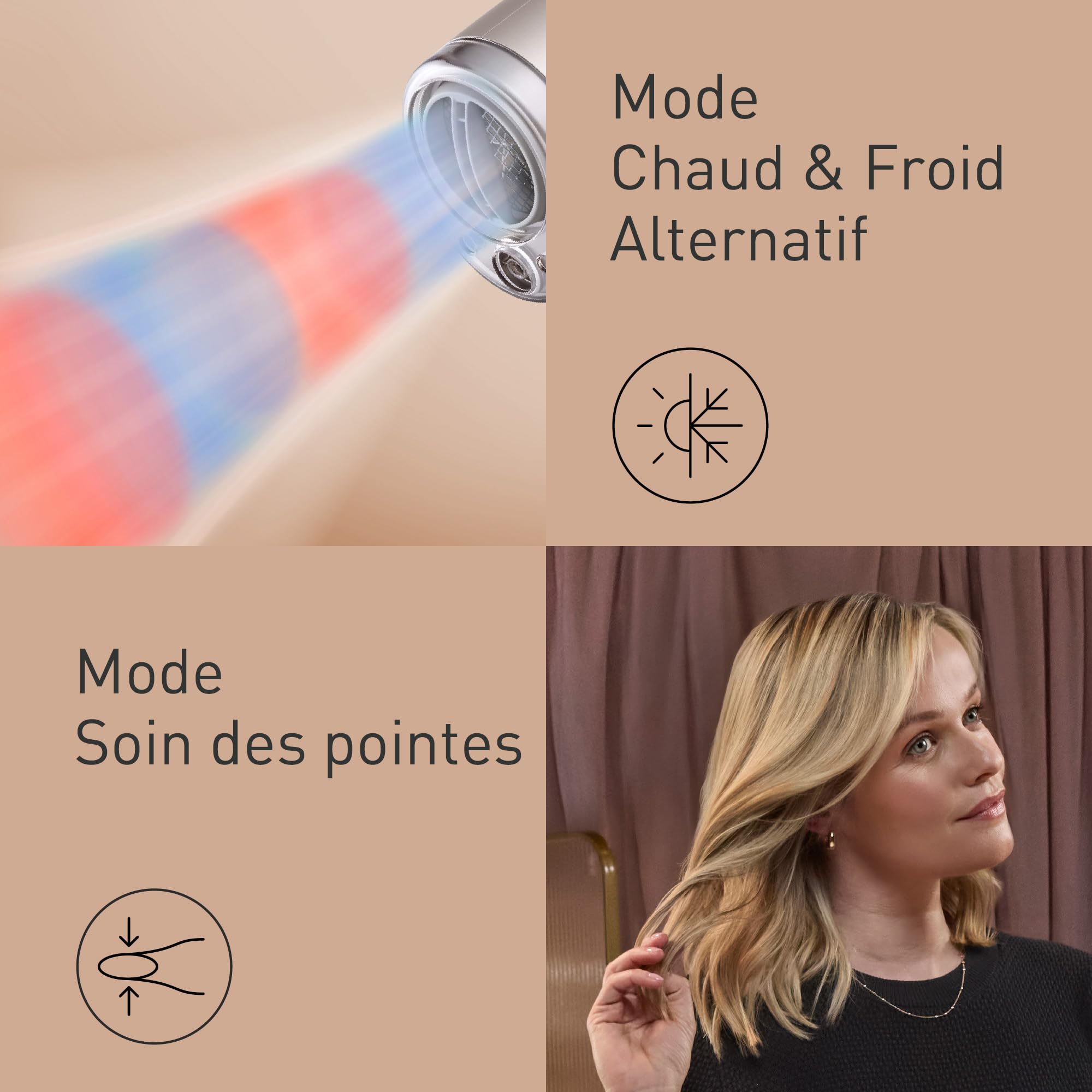 Panasonic EH-NA9N-E825 Sèche-Cheveux Nanoe & Mineral Ions, Séchage Rapide sans Abimer, Détection Intelligente, Modes Scalp & Skin, Accessoire Diffuseur, 1600W, Greige