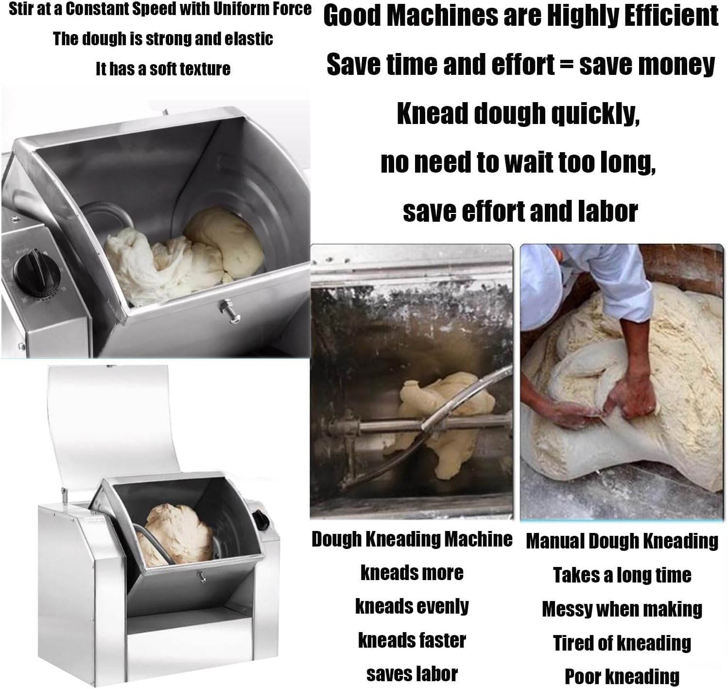 Commercial Dough Mixer with Timing Function,Electric Dough Kneading Mixer Machine,Large Horizontal Stainless Steel Fully Automatic Dough Mixer 10KG