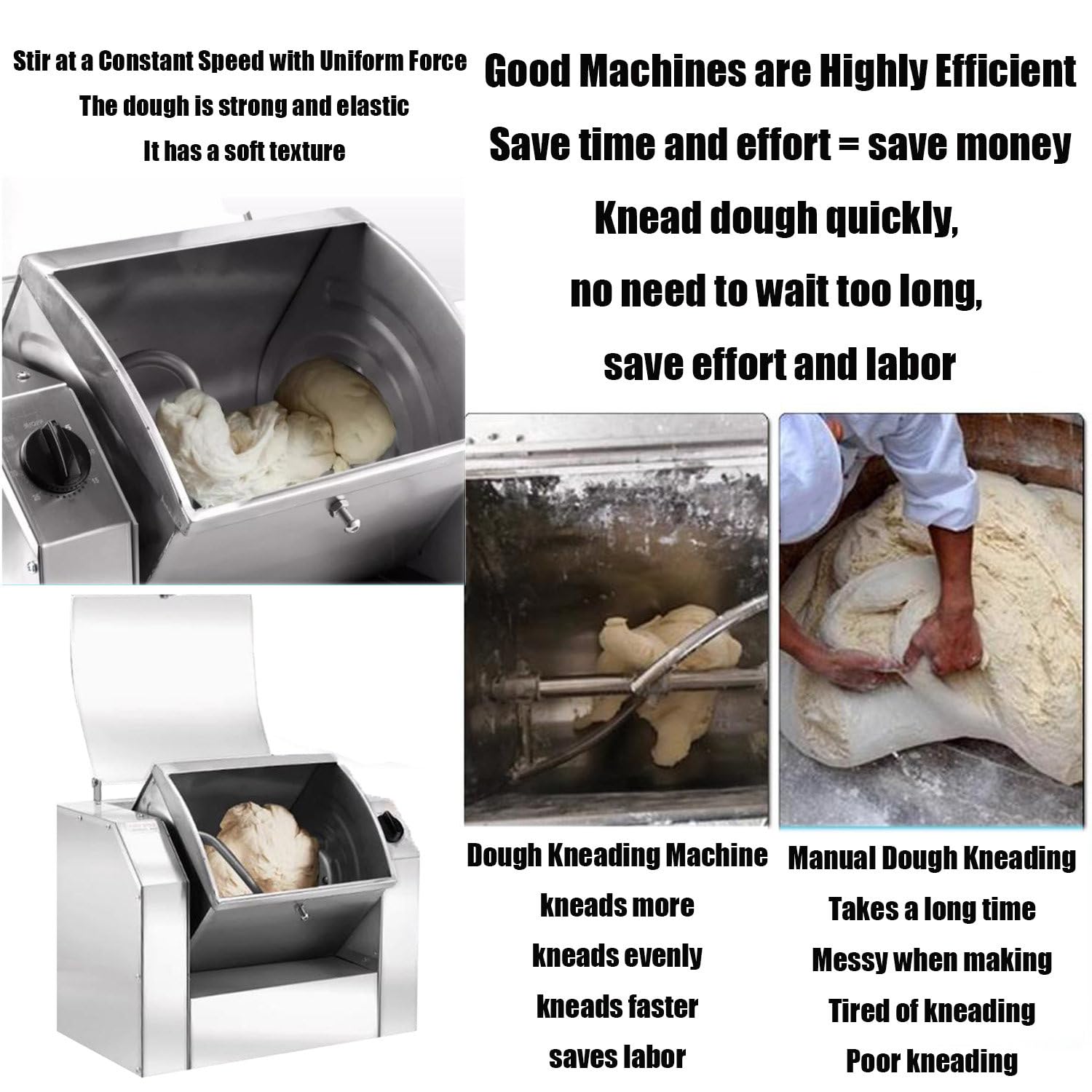 3KGCommercial Dough Mixer,W pełni automatyczna maszyna do wyrabiania ciasta,Duży elektryczny automatyczny mikser 15-minutowe szybkie ugniatanie dla domów/komercyjnych (10KG)