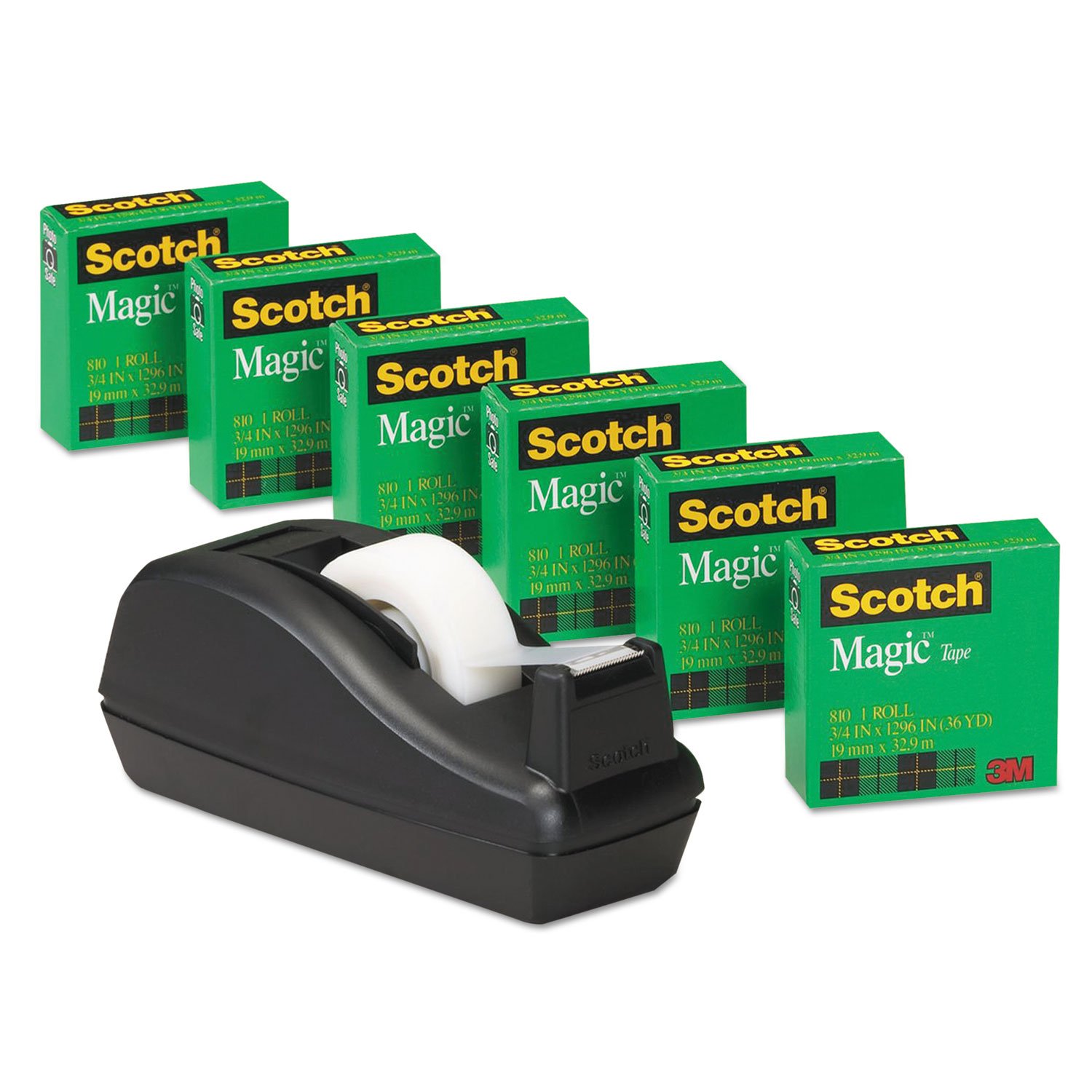 Scotch 810C40BK Magic Tape Value Pack w/C40 Dispenser, 3/4