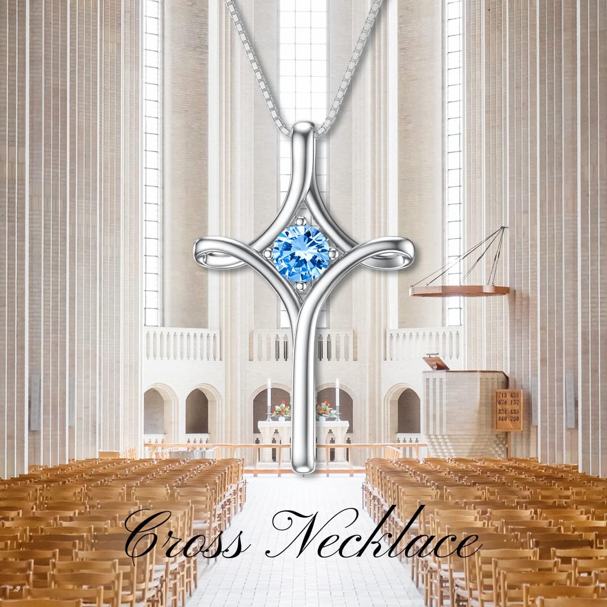 TOUPOP Cross Necklace for Women 925 Sterling Silver Birthstone Cross Pendant Fine Jewelry Valentines Day Birthday Gifts for Her Mom Wife Girlfriend - Image 3