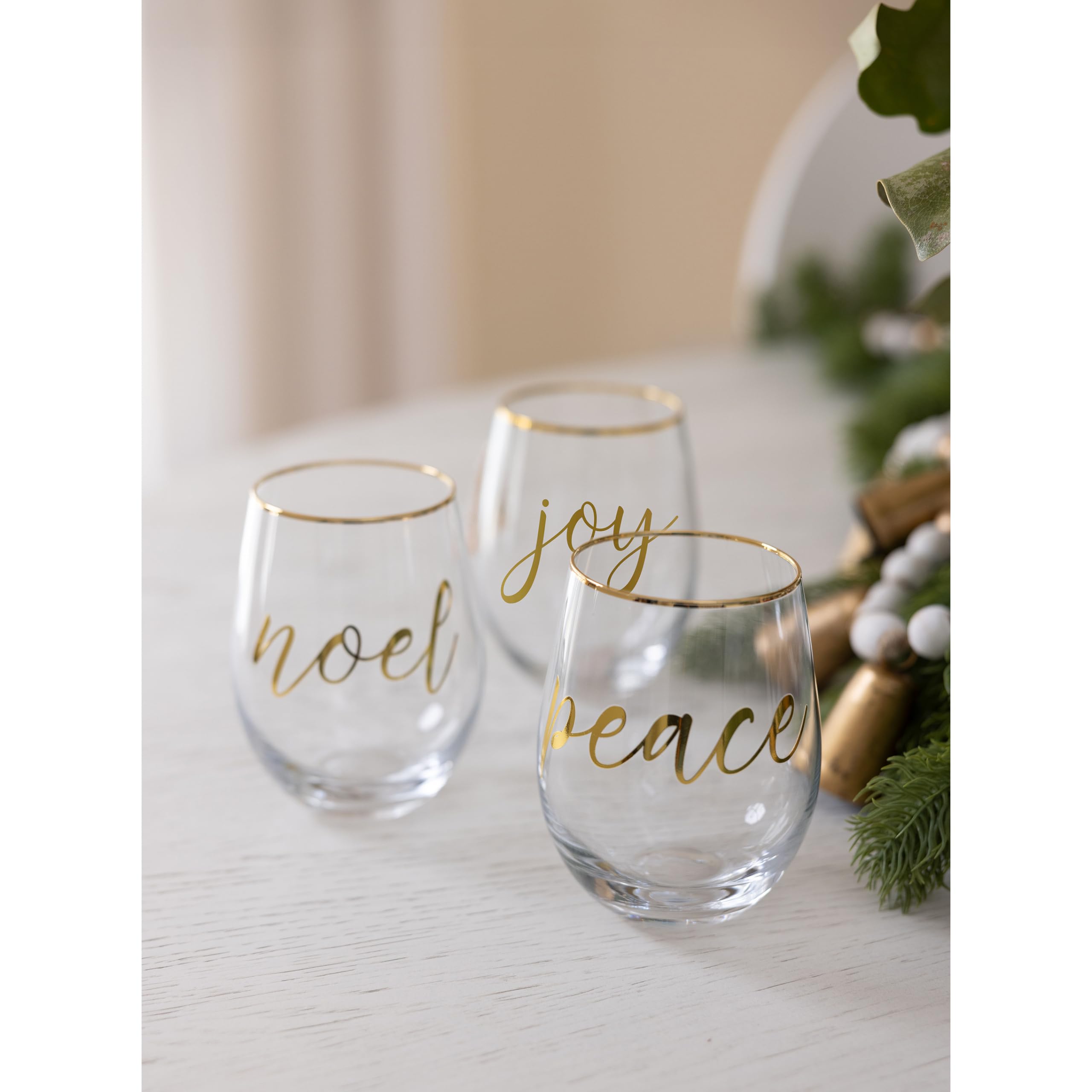 Amazon.com | Mary Square Festive Chic Golden Foil Accented Joy 16