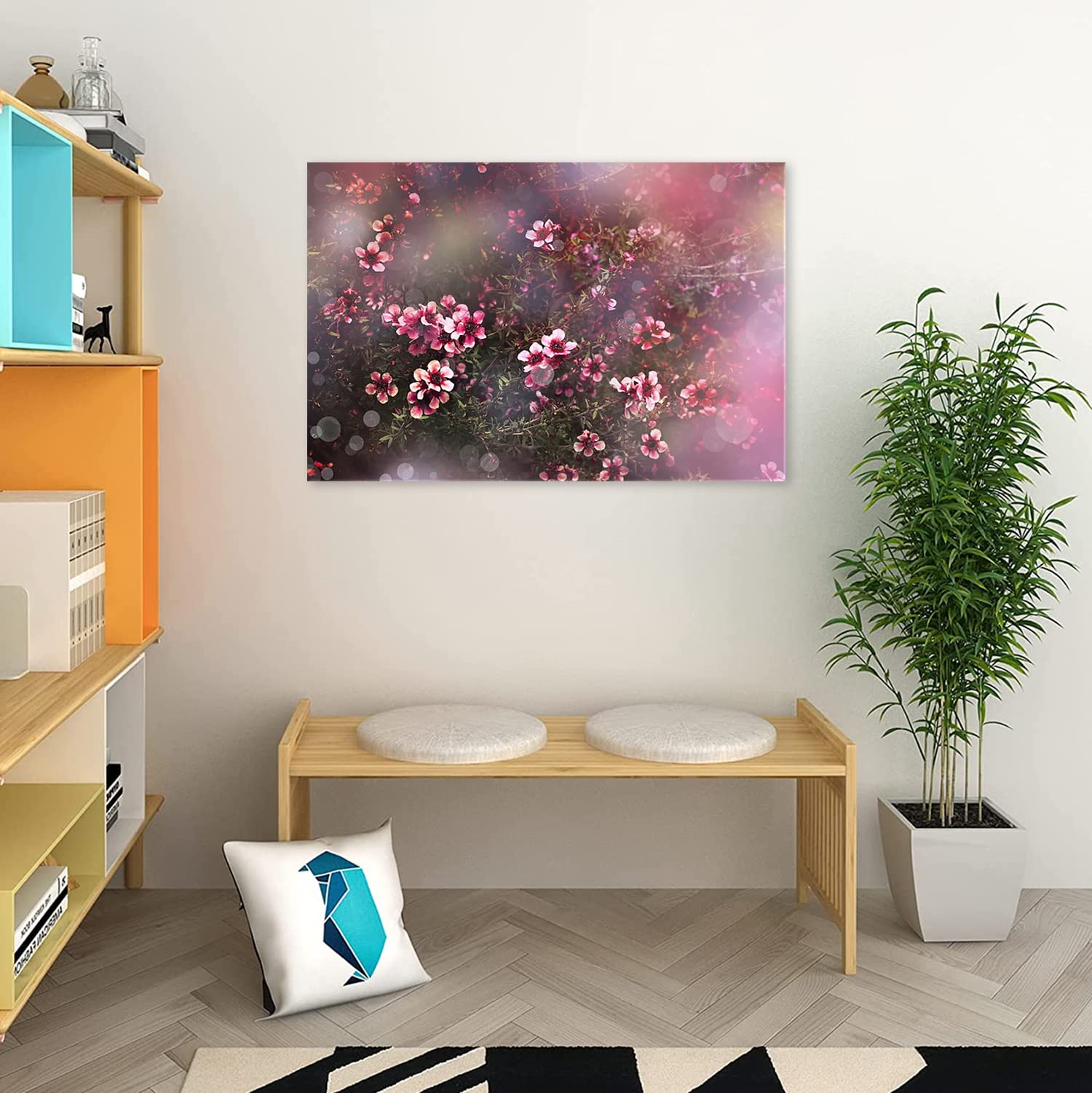 Amazon.co.jp: 絵画 桃色の桃の花インテリア 絵画 风格アートパネル 壁
