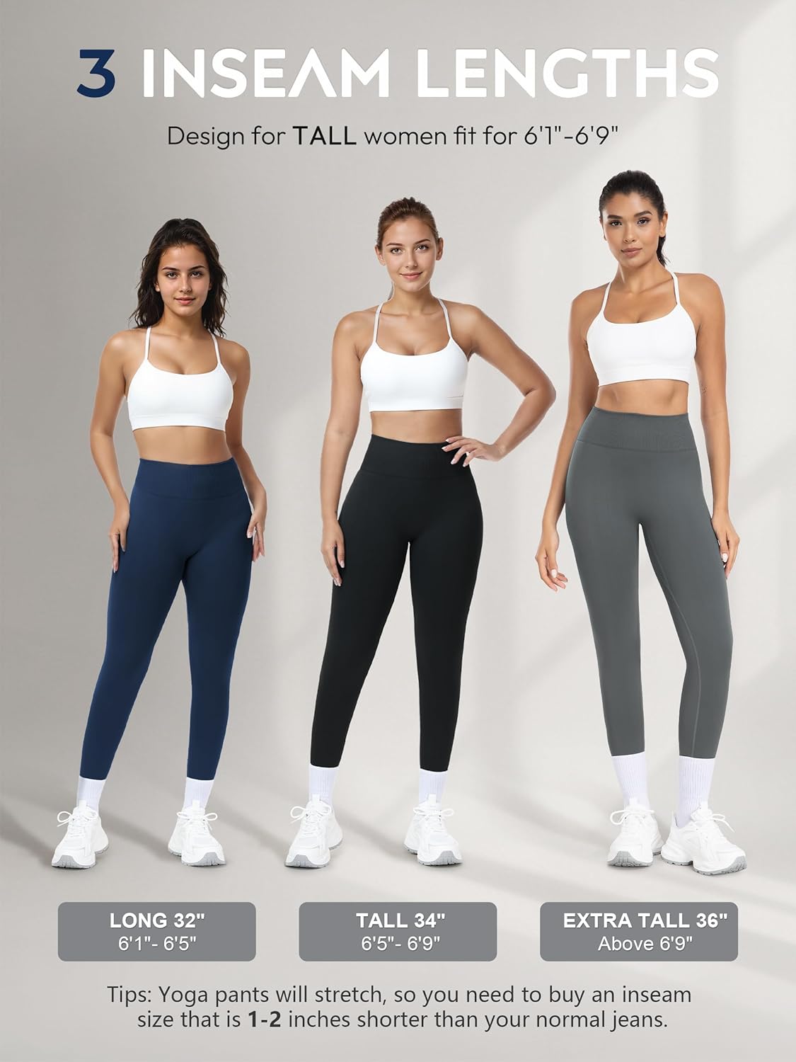 Tall Women's Workout Leggings 32"/34"/36" Inseam Seamless High Waist Tummy Control Scrunch Gym Athletic Yoga Pants - Image 5