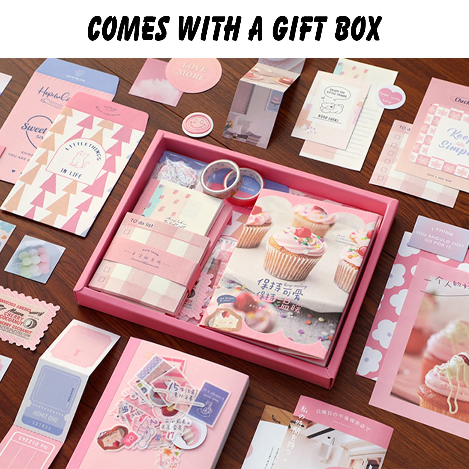 Kits Scrapbooking 346 Piezas – Álbum De Recortes Estético Con Cuaderno A6, Pegatinas, Washi Tape – Regalo DIY Para Niña Adolescente