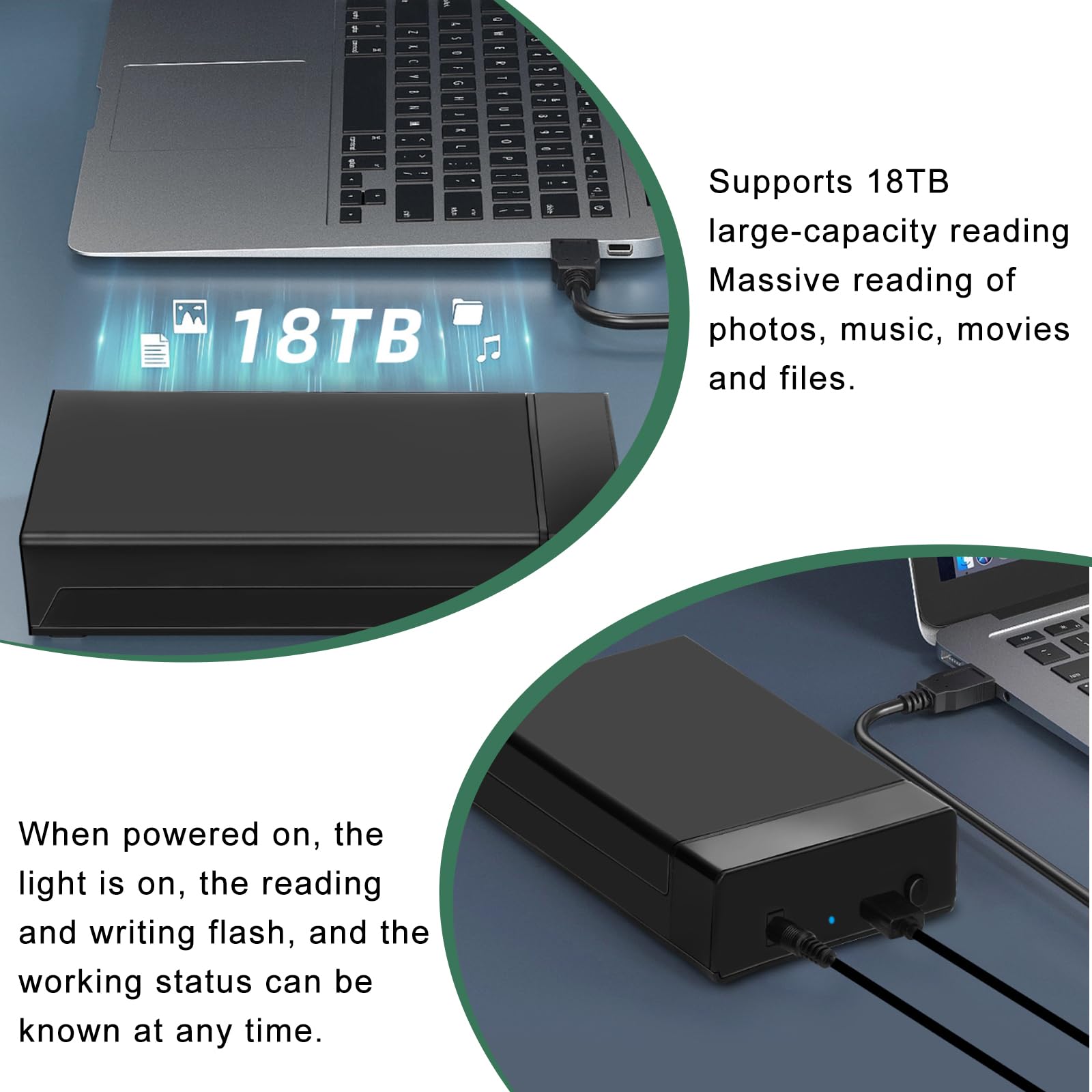 Docking Station per Disco Rigido, Docking Station per Disco Rigido da 2,5 / 3,5 Pollici SATA HDD/SSD, Docking Station USB 3.0 USB Tipo-A, Supporto UASP, Adattatore Disco Rigido 5Gbps