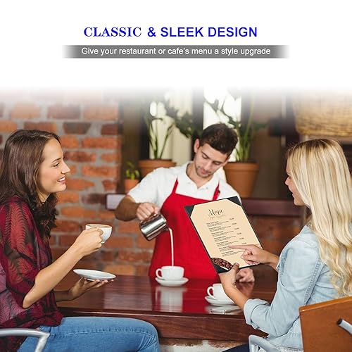 Miniatura 22 de Fundas de cuero para menú con madera fuerte en el interior para 8.5 x 11 pulgadas, fundas de cuero de doble vista para listas de vinos, bebidas