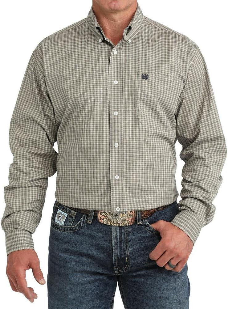 Cinch Men's Olive Plaid Shirt