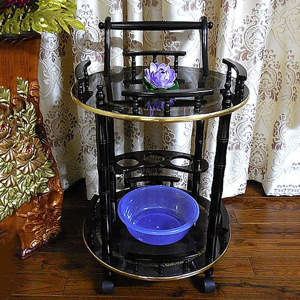 Bar Cart, Home Bar Hotel Serving Cart Wine Cart - Tea Cart Serving Trolley Wooden Dining Cart Rolling Storage Dining Cart Hotel Dessert Tool Cart Mobile Luxury Hotel & Restaurant Furniture(A)