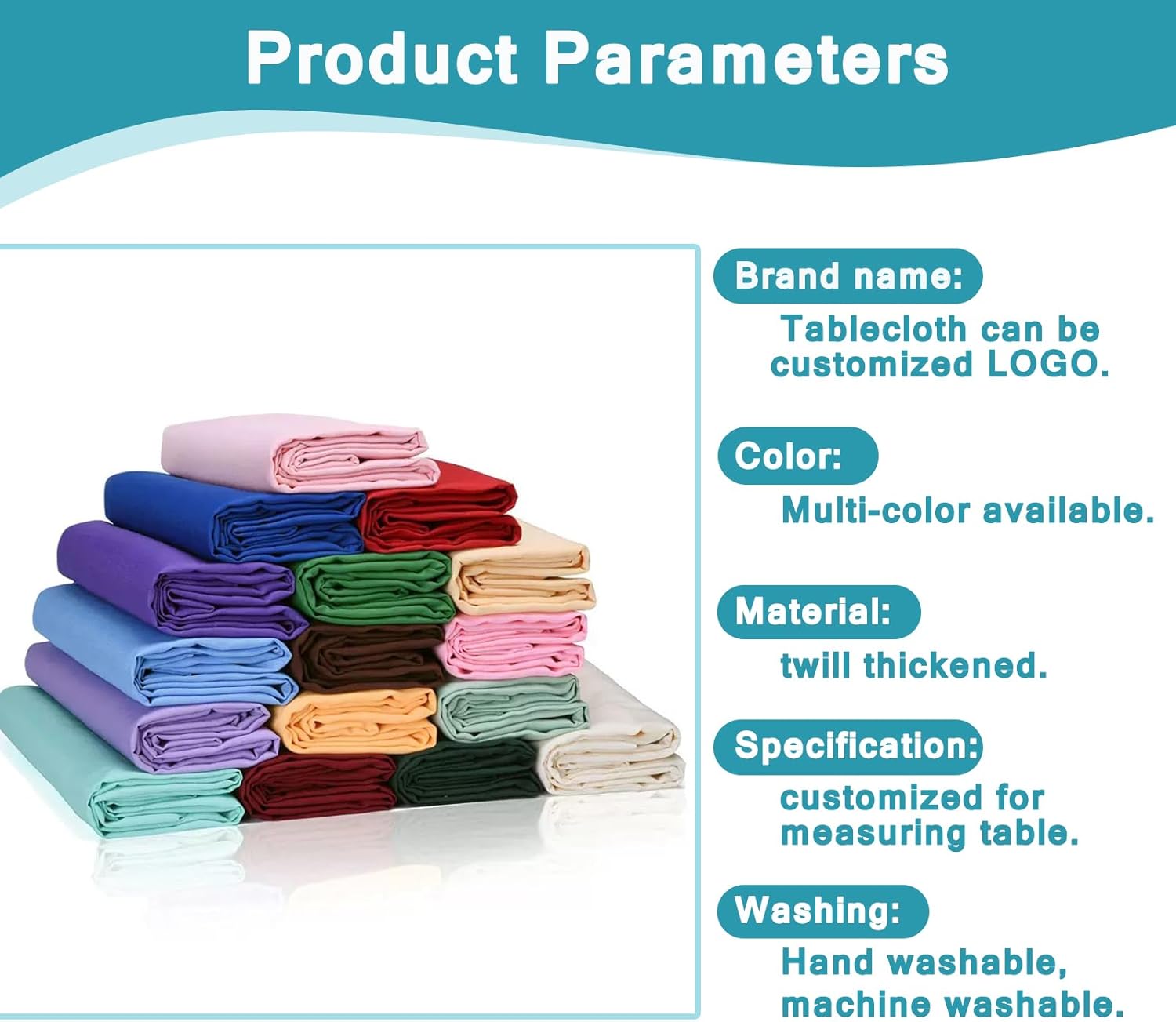 Customized Tablecloth with Logo for Events - Ships Next Day,Tradeshow Events Company/School/Shop/Welfare Agency Washable Polyester Fabric, 10 Sizes,Personalized Table cloth (4FT(109L x 64W))