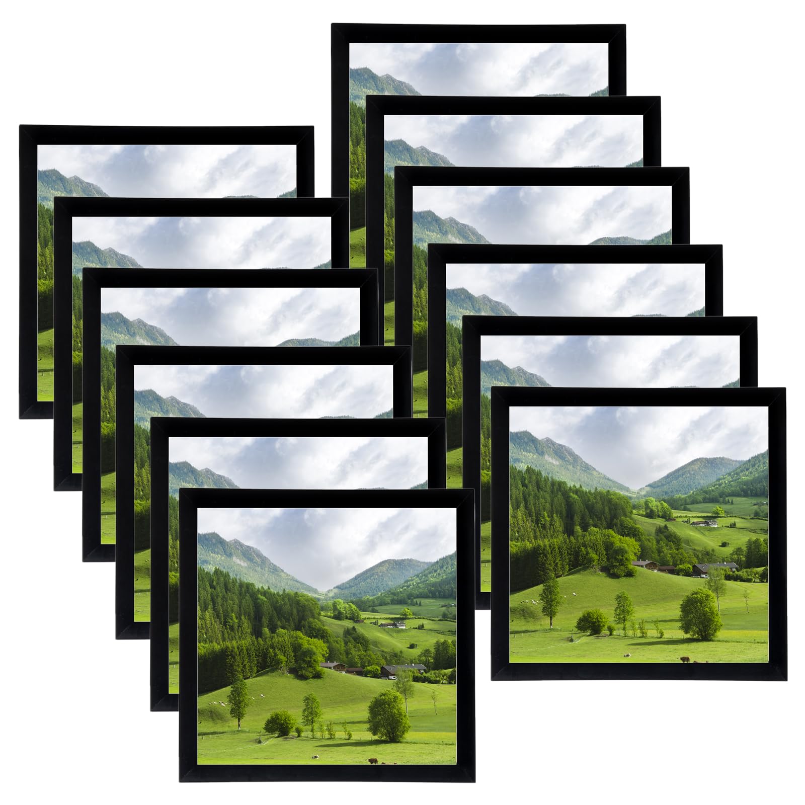 8x8 Photo Frames Black 12 Pack Tabletop or Wall Mount