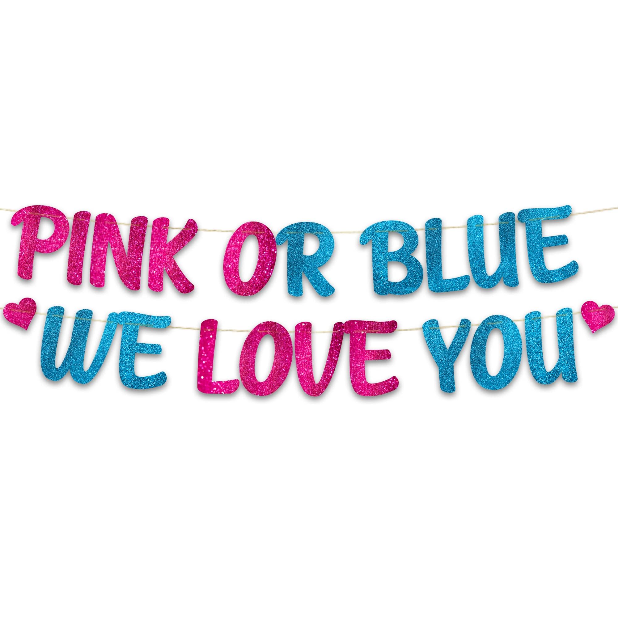 Boy or Girl Gender Reveal Banner, Pink and Blue Baby Shower Decorations, Pregnancy Announcement Photo Backdrop for Indoor Outdoor Party, Baby Reveal Ideas Bunting Supplies