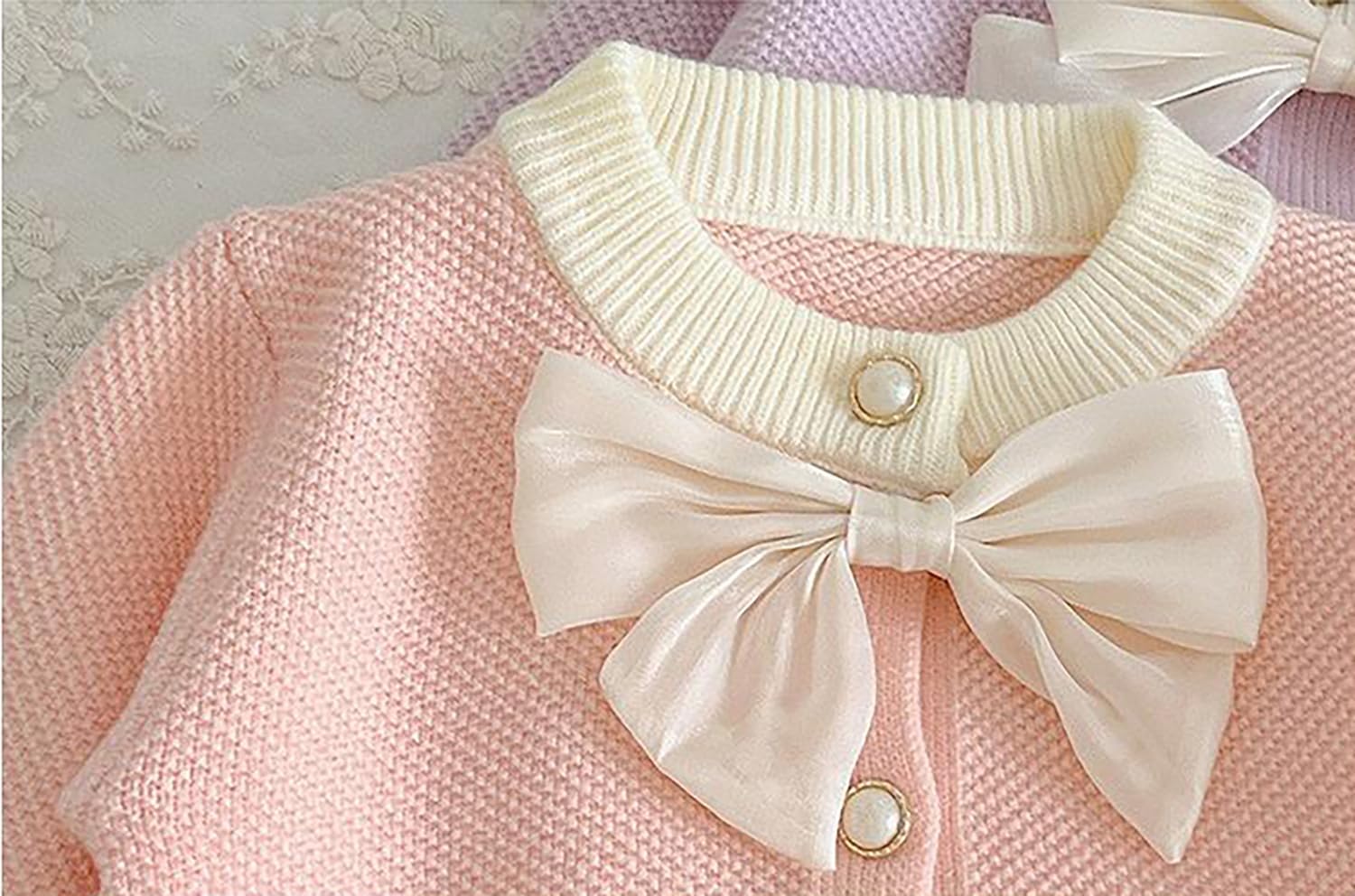 Toddler Girls Sweater Skirt Set Bow-knot Cardigan Sweater Winter Coat Set Size 2-7 Years