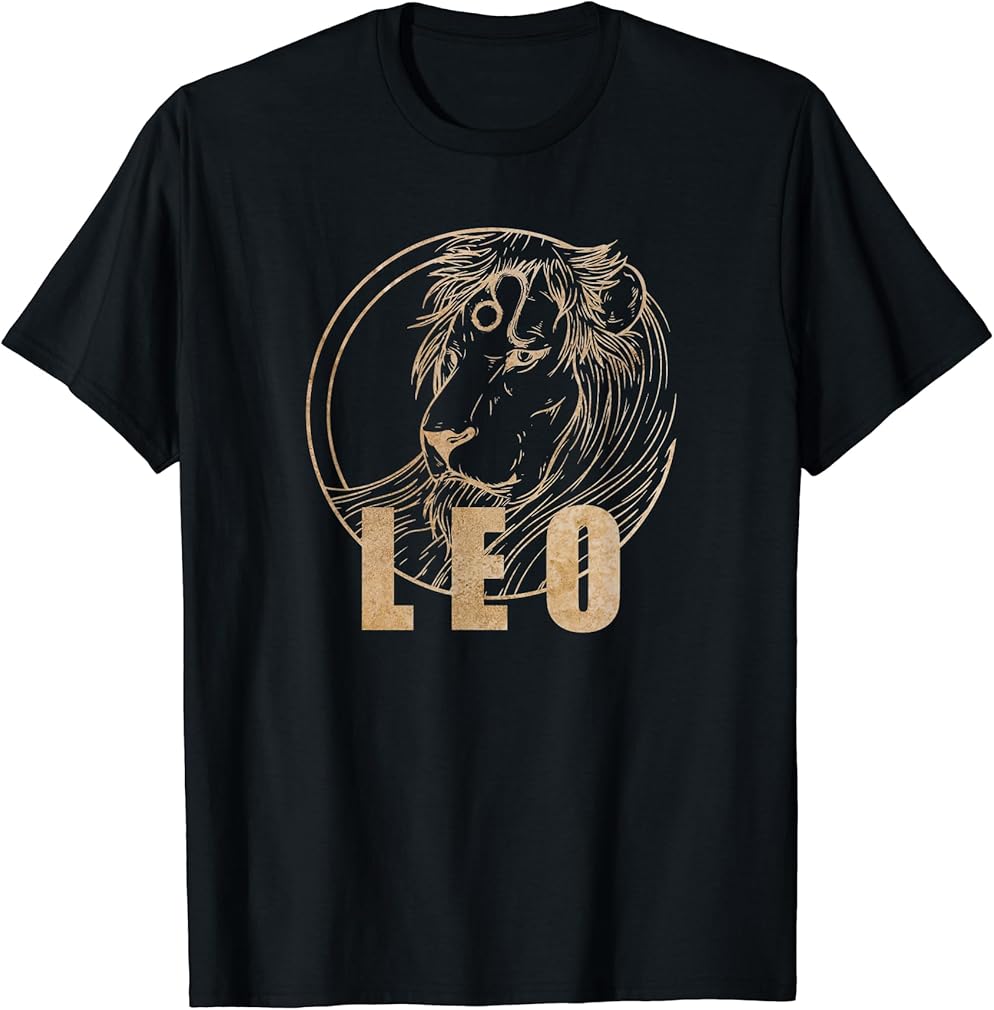 Lion graphic art August Birthday Gifts Leo Zodiac Sign T-Shirt
