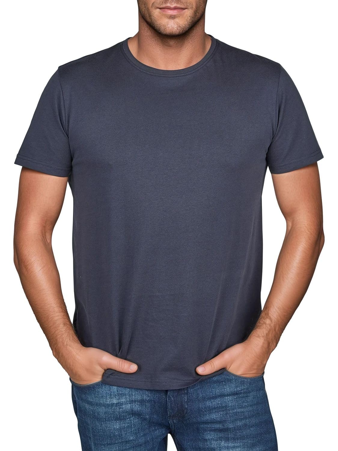 riverso RIVDean T-shirt męski, regularny krój, zestaw 5 sztuk, okrągły dekolt, krótki rękaw, na lato, czarny, biały, beżowy, zielony, szary, niebieski, S M L XL XXL 3XL 4XL 5XL