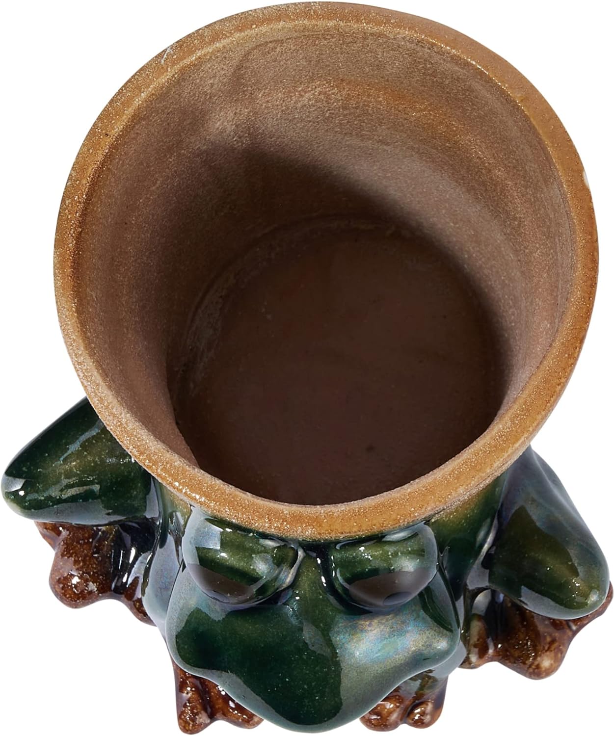 Creative Co-Op Stoneware Frog Planter, Green