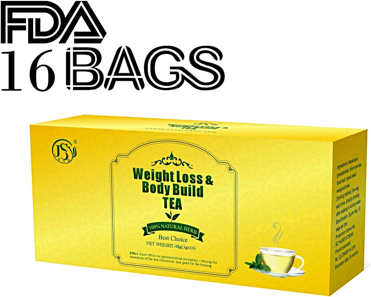 JSY 16 Day Detox Herbal Weight Loss Tea Premium Chinese Slimming Green Tea for Reduce Fat Lipo Targets Belly Fat, All Natural Blend of Oolong Tea Green Tea and Senna, Father's Day Gift for Health