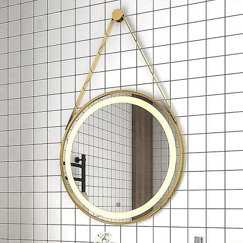 JXYQZD Espejo de cuerda, espejo redondo, espejos para pared, espejo colgante redondo, espejo decorativo de metal con cuerda para colgar, de