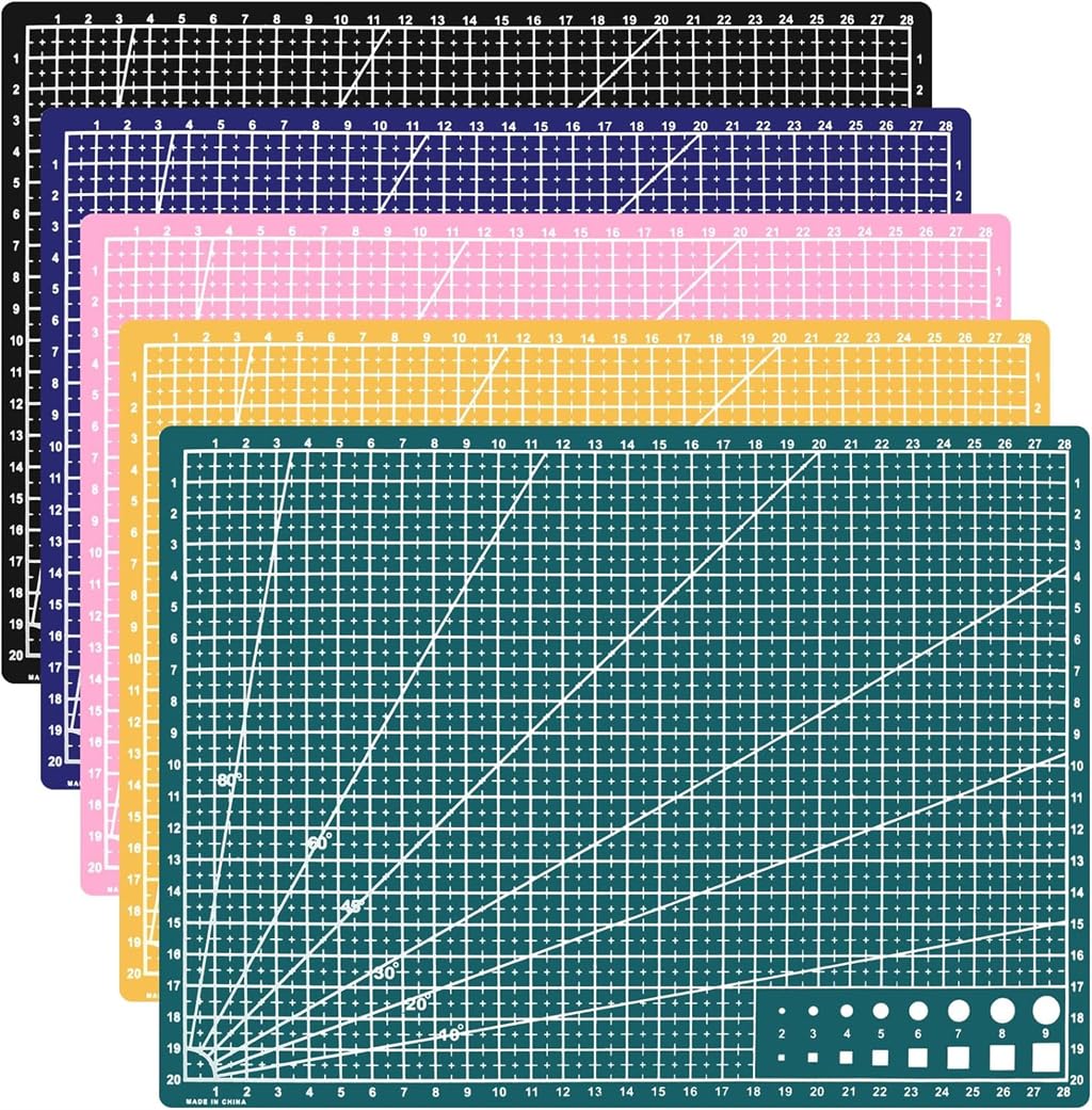 – Azonee 5 Pack Cutting Mat for Cricut, Cutting Mat 9"x12" for Cricut Art Hobby Craft Scrapbooking Stencil, Sticky Mat for Craft, Non-Porous and Anti-Slip Surface, 5 Color