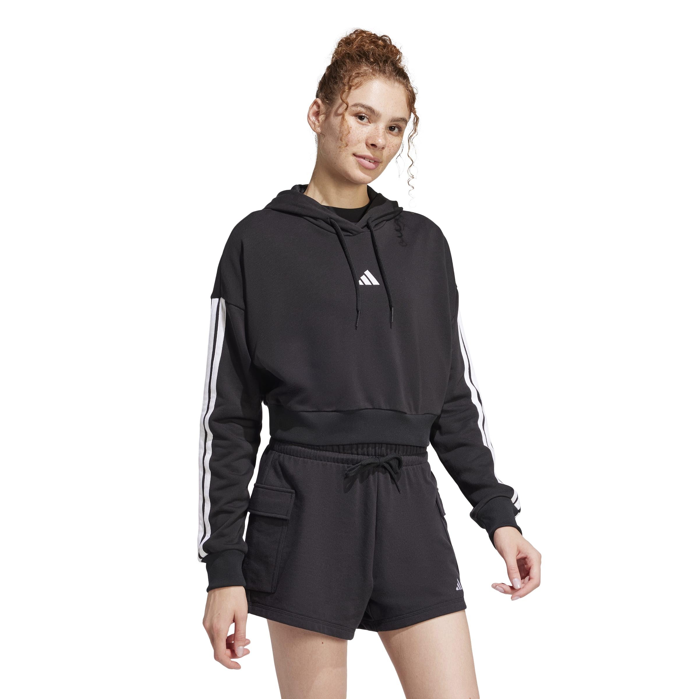 Adidas Mujer Essentials 3-Stripes French Terry Cropped Hoodie