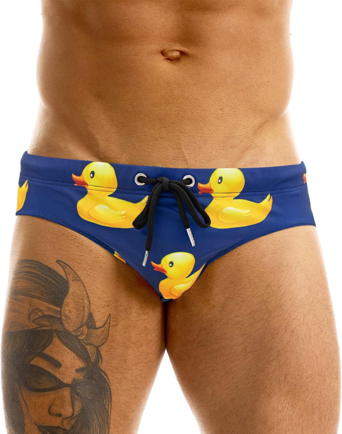 MIZOK Men's Sexy Cartoon Print Swim Bikini Low Rise Surfing Briefs Quick Dry Swimsuit Swimwear Short