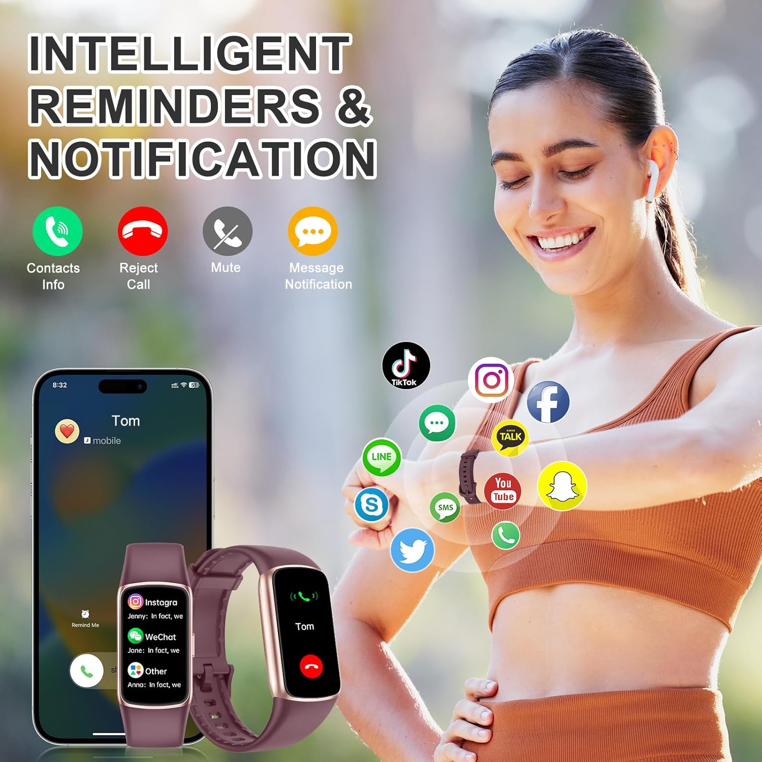 Fitness Tracker Step Counter with 24/7 Heart Rate Blood Oxygen Sleep Monitor, 1.47'' AMOLED Touch Color Screen Fitness Watch, Smart Watches for Women Men - Image 5