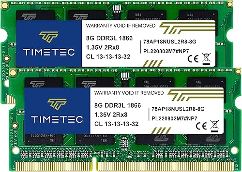 Timetec Kit de 16 GB (2 x 8 GB) DDR3L DDR3 1866 MHz PC3L-14900 PC3-14900 sin ECC sin búfer 1.35 V1.5 V CL13 2Rx8 doble rango 204 pines SODIMM
