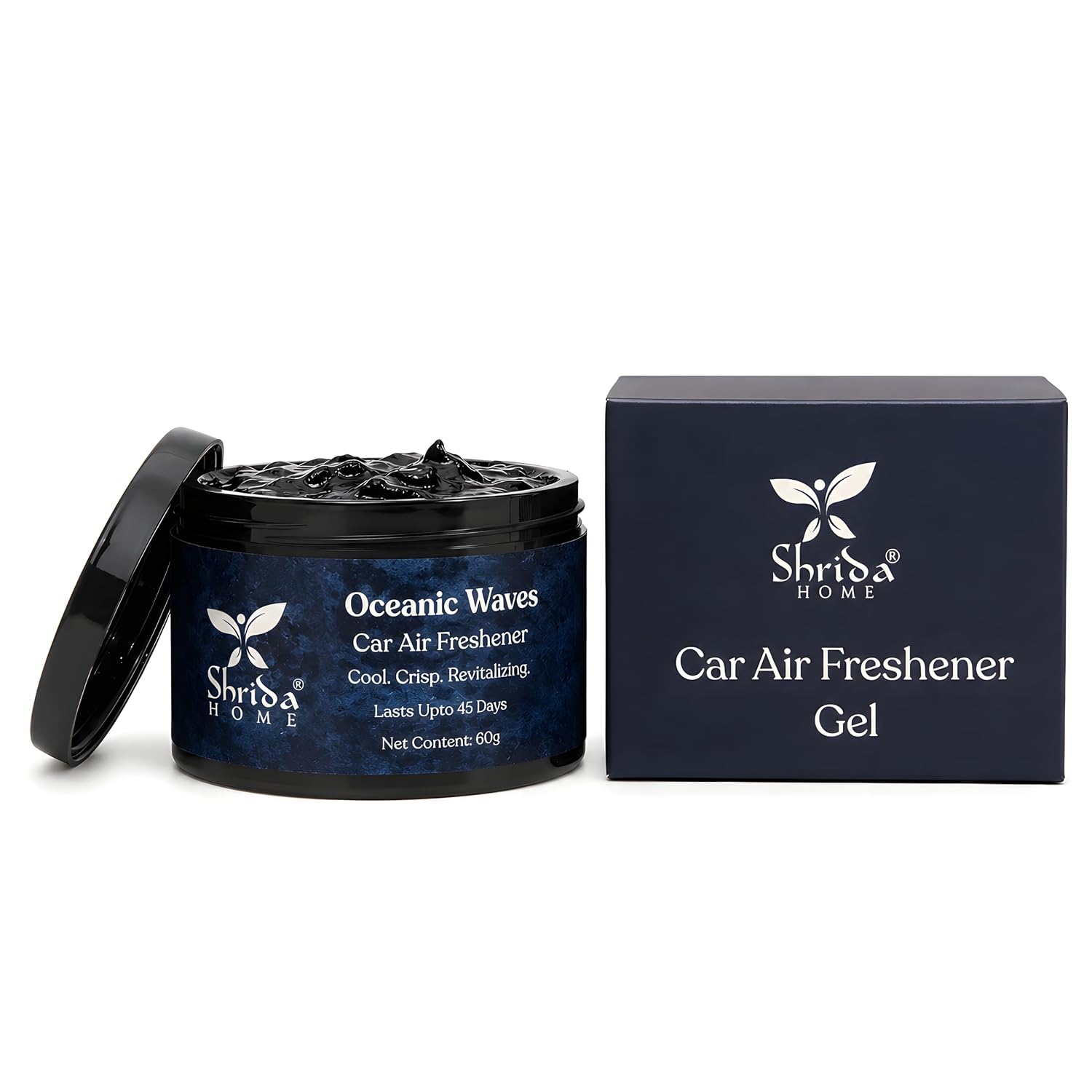 Shrida Naturals Oceanic Waves Luxury Car Perfume Gel 60g, Long-Lasting Natural Car Air Freshener, Aquatic Odor Remover for...