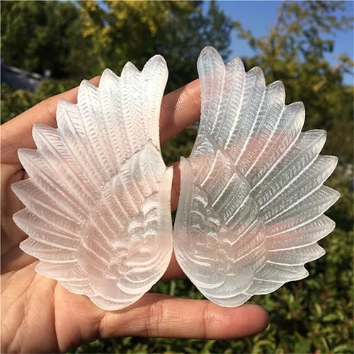 Miniatura 5 de Selenita natural, un par de alas con stents dorados, alas de ángel talladas a mano, muestras minerales, decoración del hogar, curación de reiki,