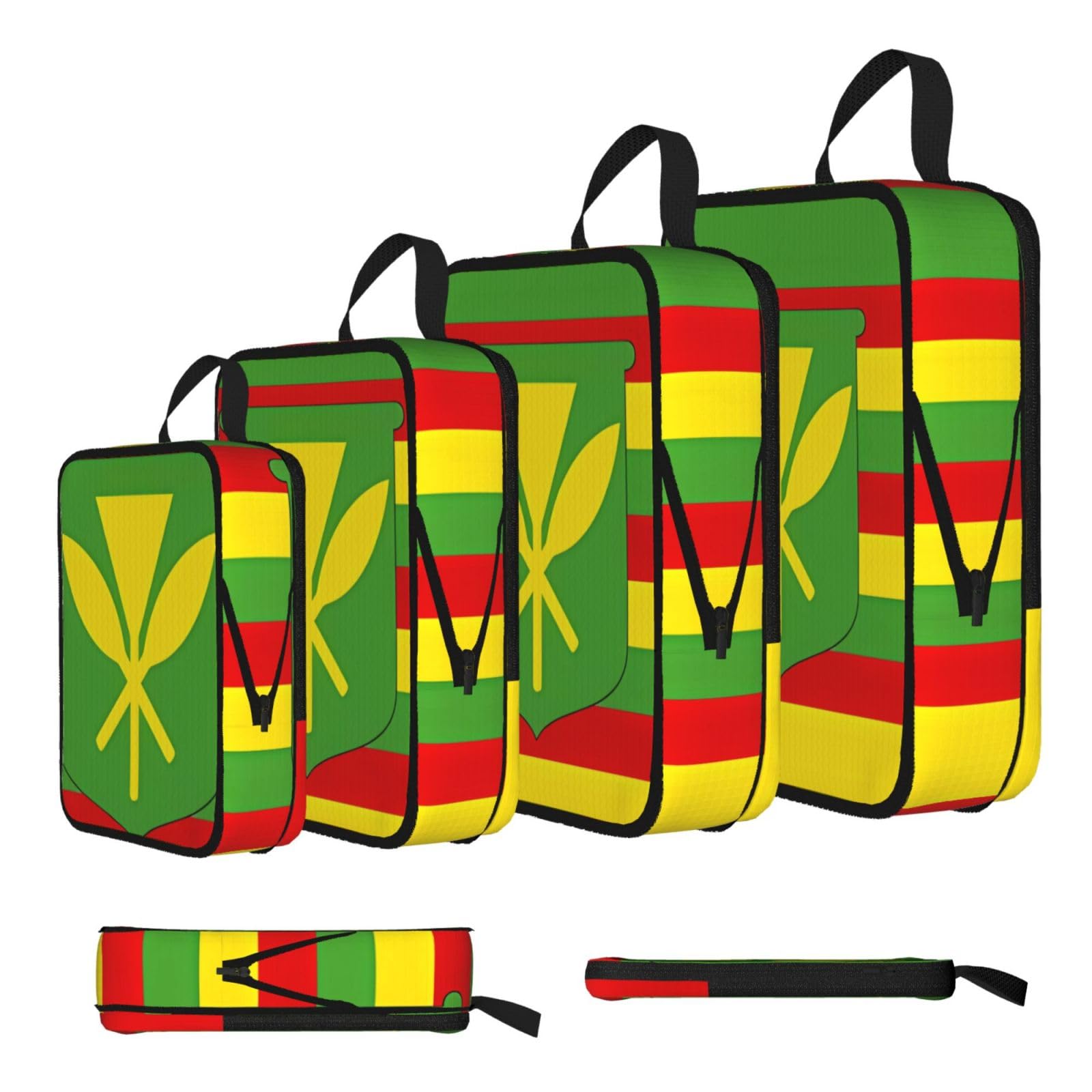 Sxzvvbn Black Native Hawaiian Flag Compression Packing Cubes 4 Piece Set