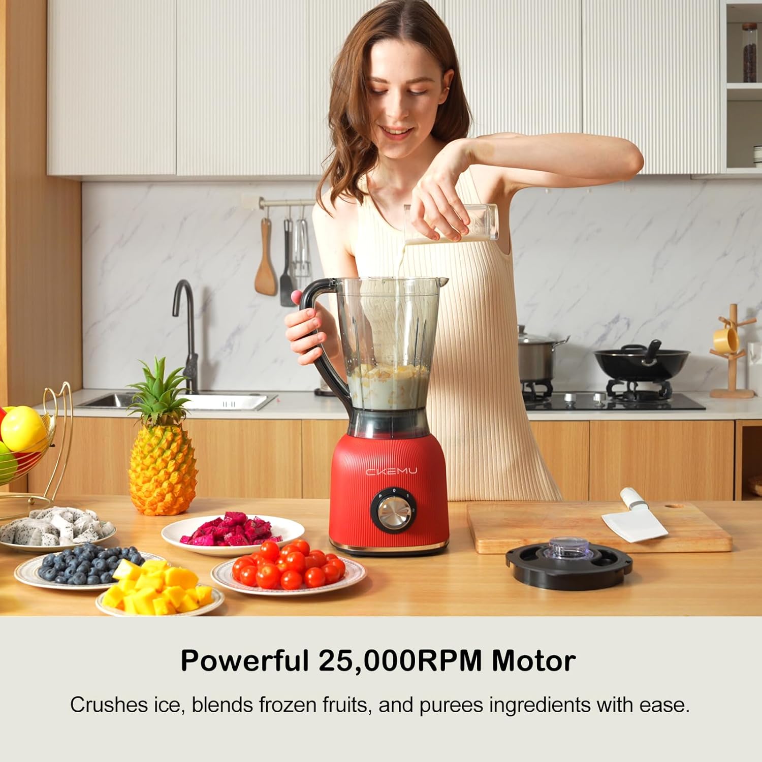 Professional Blender | 8-Cup Big Capacity | Powerful 25,000RPM Motor | Smoothies, Shakes, and Frozen Drinks Blender | BPA-Free & Dishwasher-Safe | Red